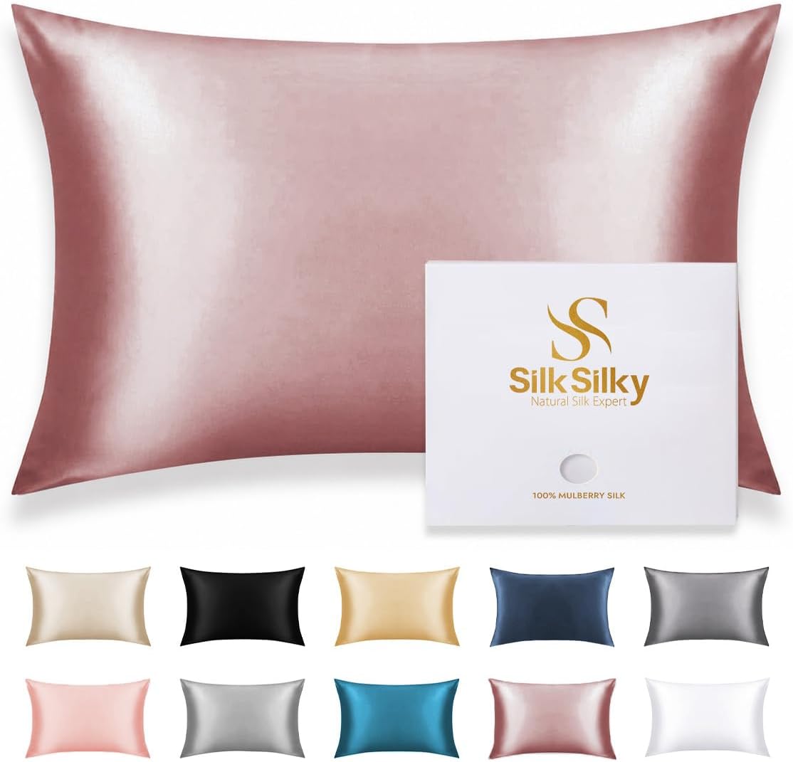 22 Momme Pure Organic Silk Pillow Cases for Hair & Skin Standard | Premium Grade 6A Mulberry Silk, Hypoallergenic, Naturally Cooling, Envelope Closure (Standard 20”x26”, Pale Mauve)