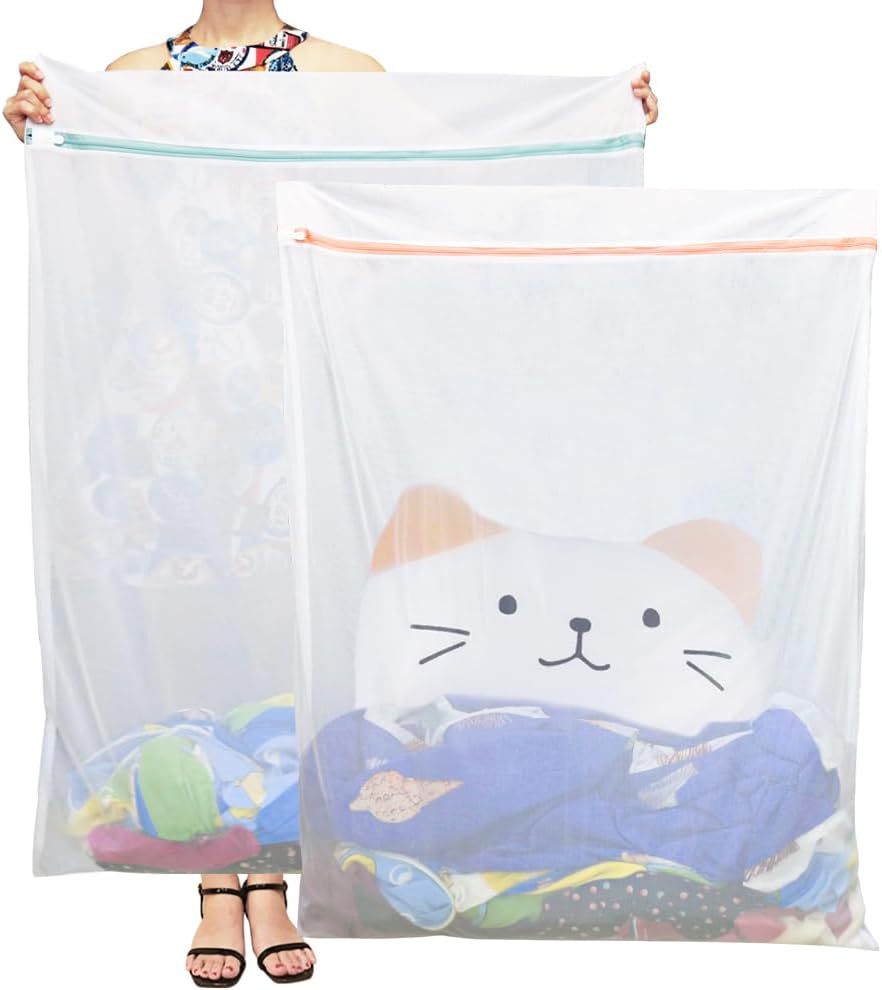 Tenn Well 2Pk 43×35″ Extra Large Mesh Laundry Bags Jumbo for Blankets | Mesh bags for delicates, coats, blankets, bedding, toys, pet items, washing machine safe