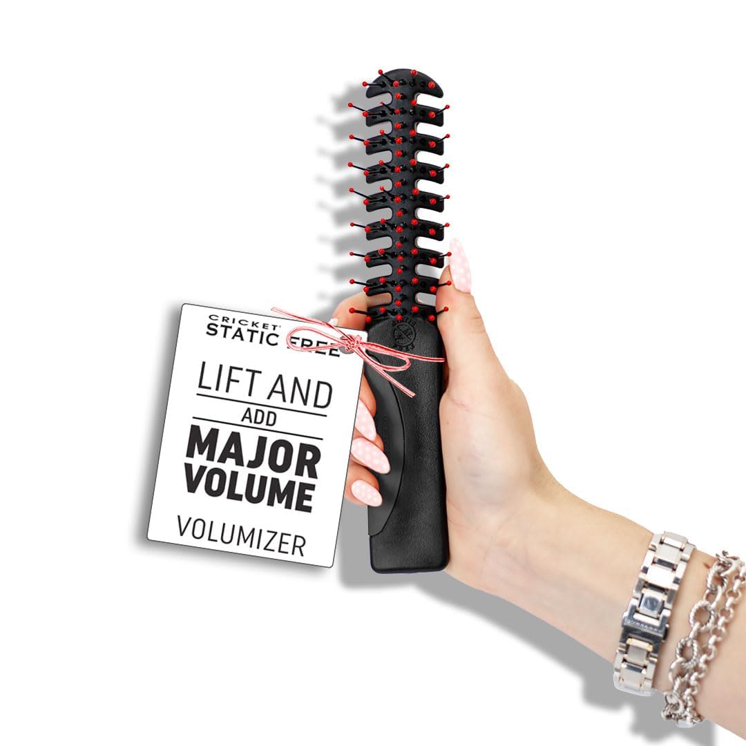 Cricket Static Free Volumizer Hair Brush – Blow Drying, Styling, and Detangling All Hair Types, Long, Short, Thick, Thin, Curly, Straight, and Wavy (Black)