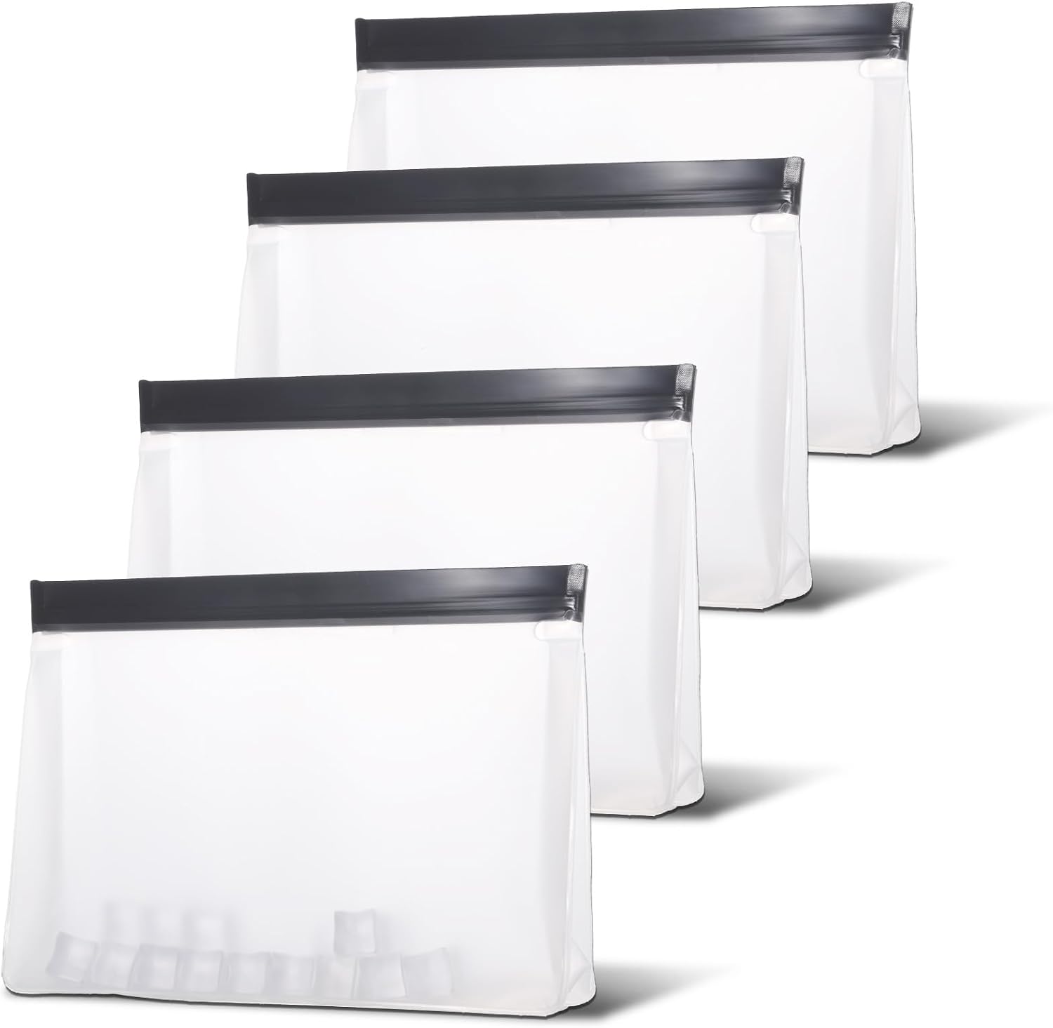 4 pcs Clear Leak Proof Freezer Bag Reusable Ice Storage Bags Ice Cube Storage Bags Freezer Holder Container with Secure Zip Seal Close Design for Travel Food Whiskey Bourbon Cocktails