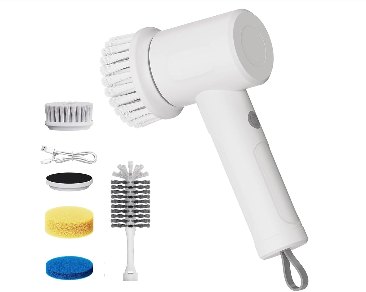Electric Spin Scrubber, Cordless Handheld Brush, 2 Speeds | 4 Attachments, 1500mAh Battery, IPX7 Waterproof, 120-Min Runtime for Kitchen, Bathroom, Stovetop, Glass, Car