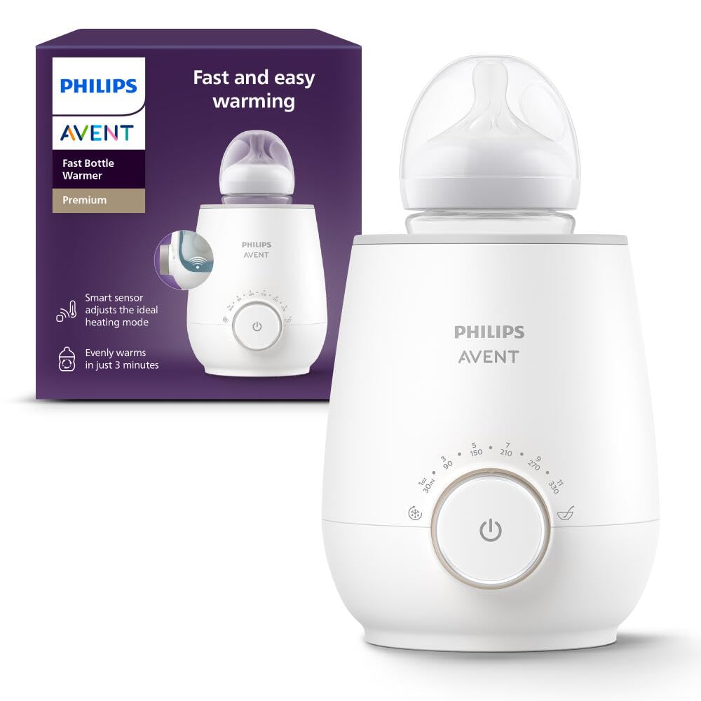 Philips Avent Premium Fast Bottle Warmer with Smart Temperature Control | Warms Milk in 3 Minutes, Water Bath Technology, No Hot Spots, Auto Shut-Off, Fits Most Bottle Brands, SCF358/00