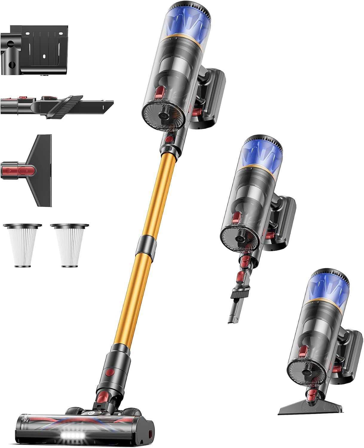 Cordless Vacuum Cleaner, 65KPA 650W 70Mins Stick Vacuum Cordless with Three Suction Modes, Self-Standing&LED Touch Screen, Anti-Tangle Brush, Vacuum Cleaners for Home/Pet Hair/Hardwood Floors/Carpet