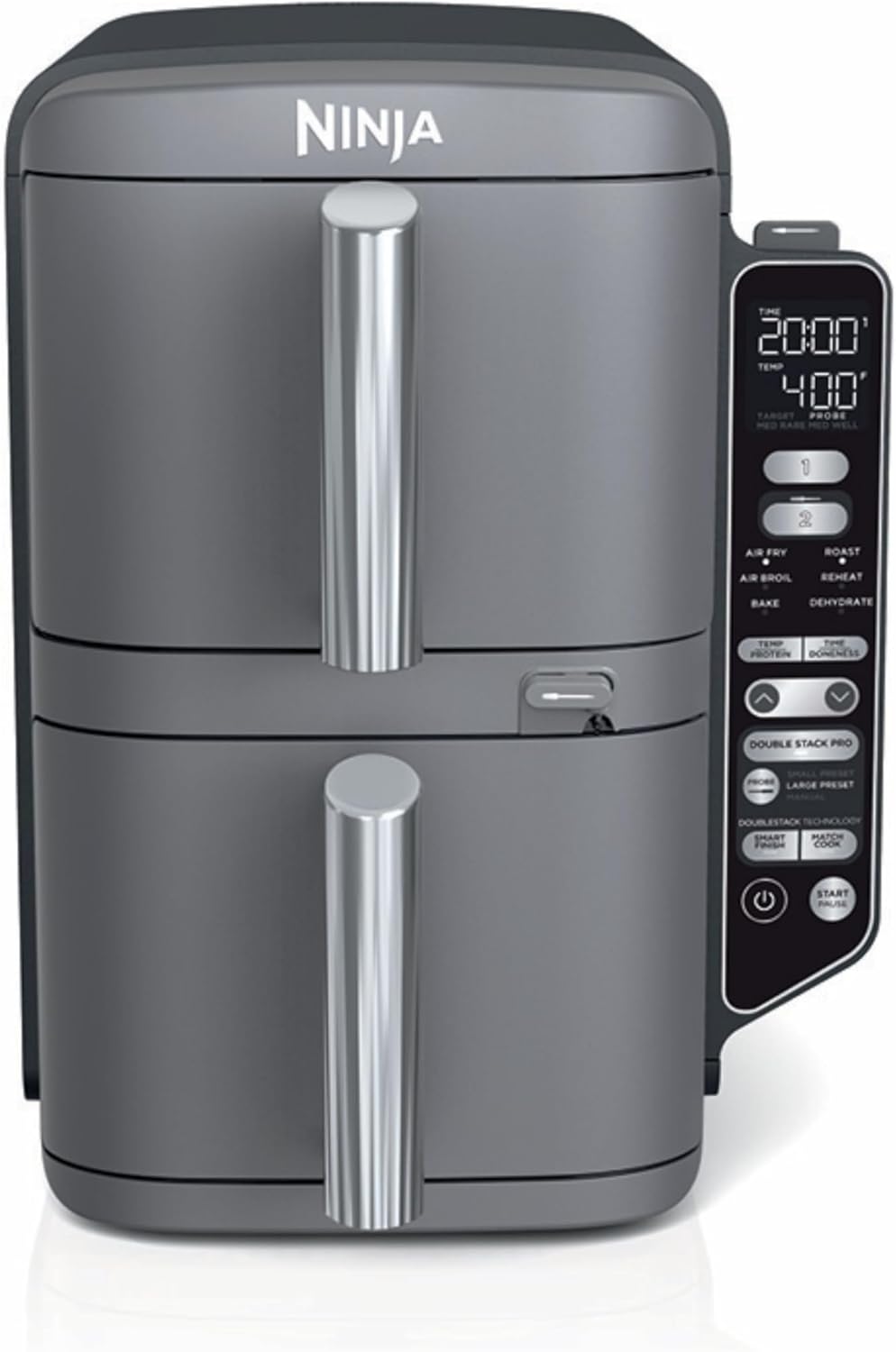 Ninja DoubleStack XL Smart Air Fryer, 10 Qt, 6-in-1, Grey, SL451 | Air fry, broil, roast, bake, reheat, dehydrate, Smart Cook thermometer, Cooks 4 foods at once