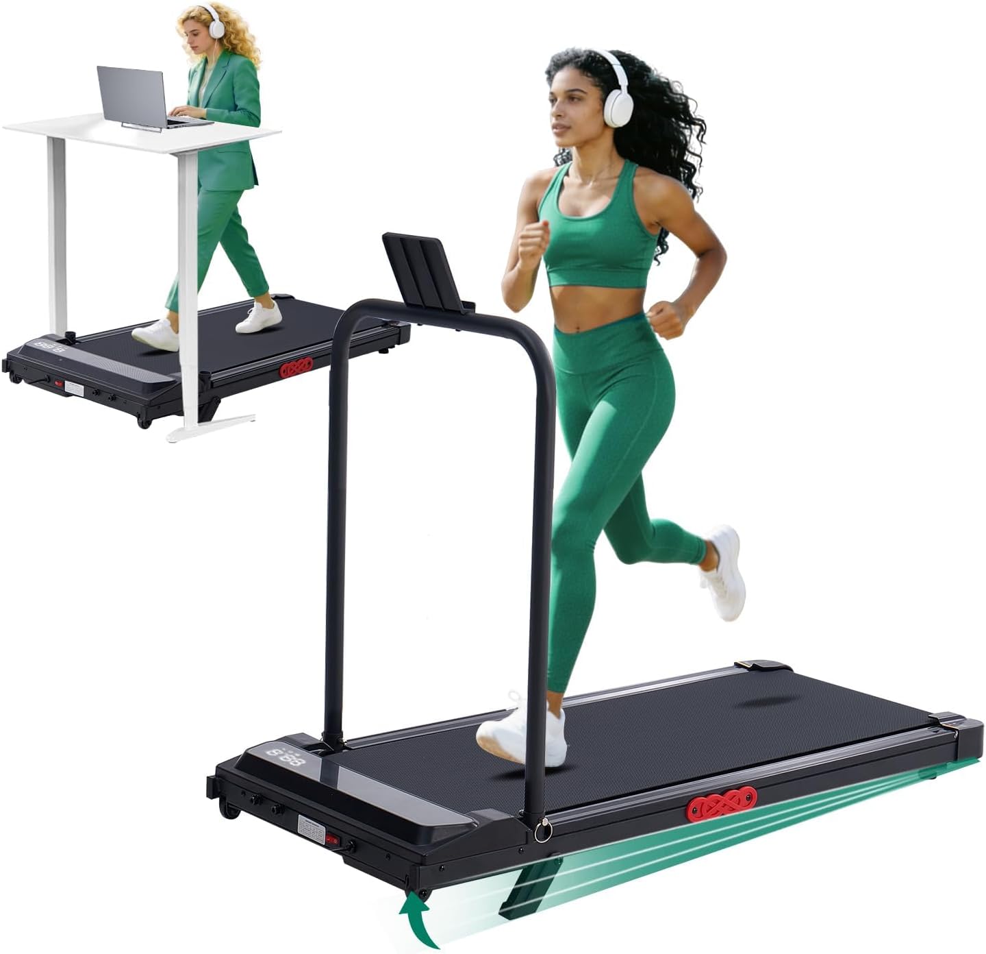 Walking Pad with Handle Bar, Electric Treadmill with Incline for Home, 3.0HP Electric Mini Treadmill for Home Small, Portable Small Walking Pad Treadmill with Handles, 0.6-7.6MPH, 350LBS