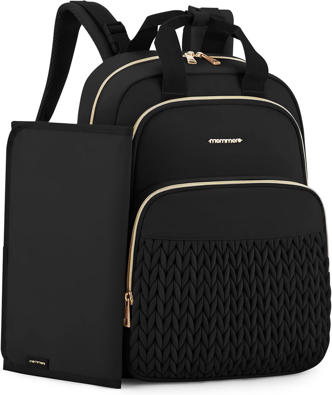 mommore Diaper Bag Backpack, Large Travel Baby Bag for Daily Essentials | Stylish Diaper Backpack for Toddler, Insulated Pockets, Changing Pad & Stroller Straps for Outdoor Trip