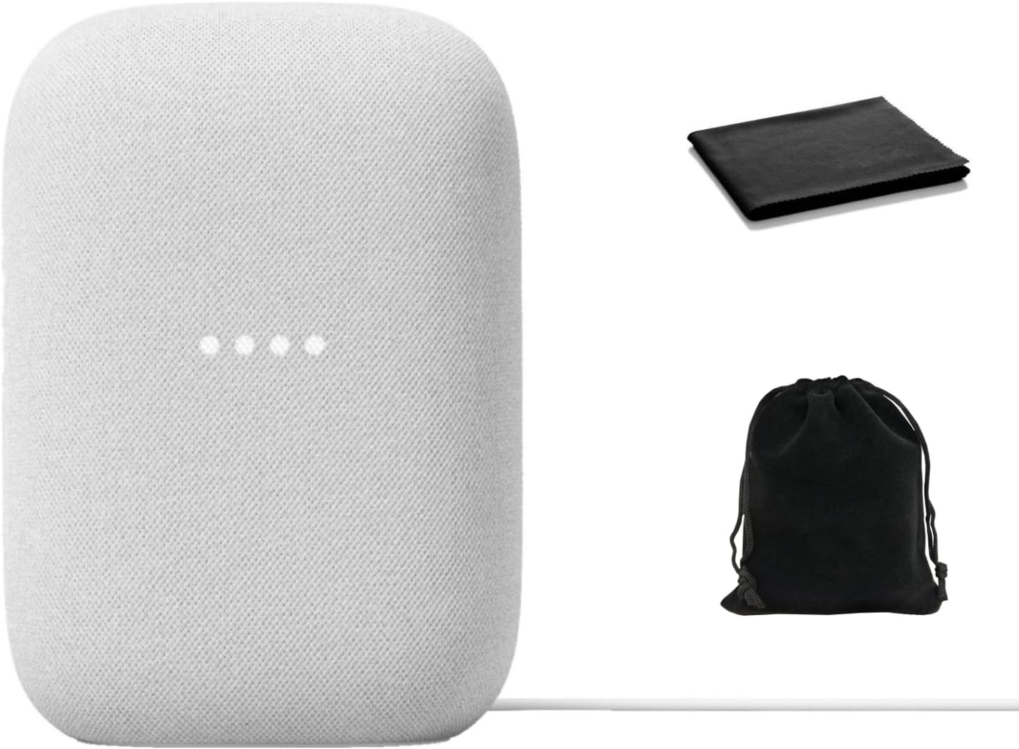 Google Audio Bluetooth Speaker – Wireless Music Streaming, Powerful Sound, Assistant Built-in, Wi-Fi and Bluetooth Connectivity, Smart Home Control, Stereo Pairing, Includes Pouch and Cloth