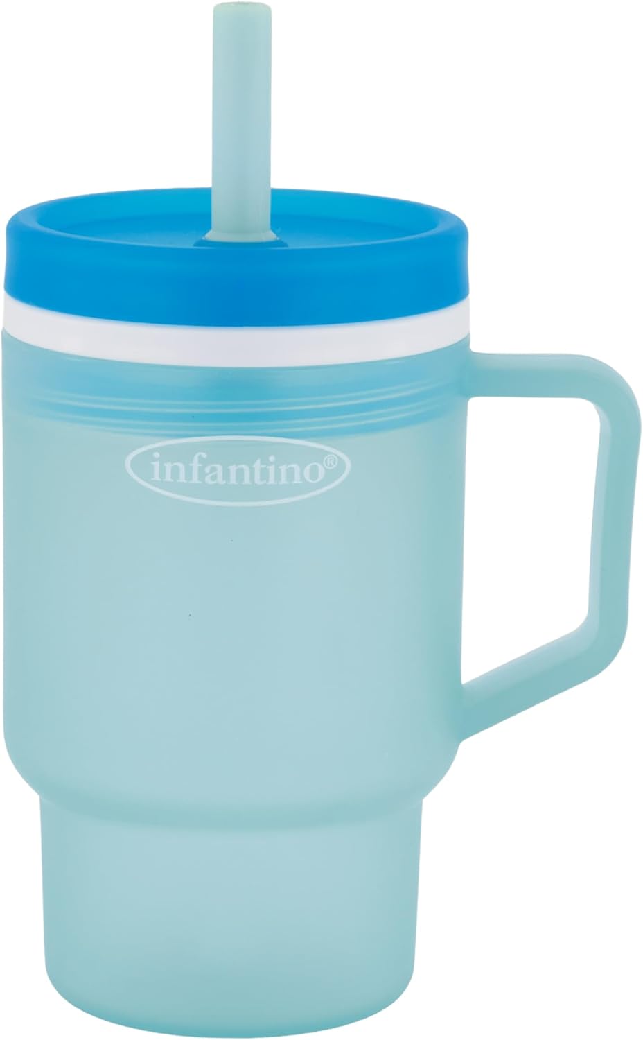 Infantino My 1st Tumbler 10 Oz Durable Plastic Sippy Cup, Moody Blue | Durable Plastic, Silicone Straw with Handle, Spill-Resistant for On-the-Go, BPA-Free Transition Cup