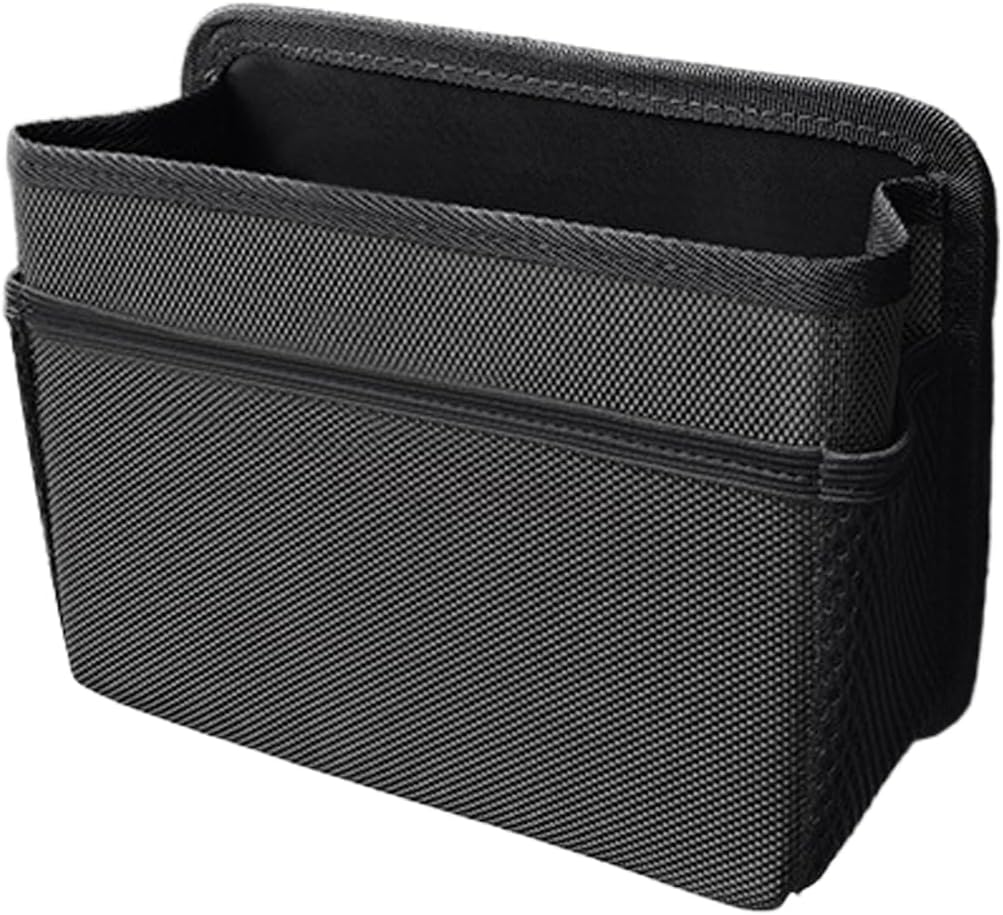 Car Trash Can, Foldable Waterproof Leather Trash Bin Garbage Organizer, Multi-Pocket Mini Hanging Storage Container, Universal Auto Interior Accessories for Cars, SUVs, Trucks (Black)