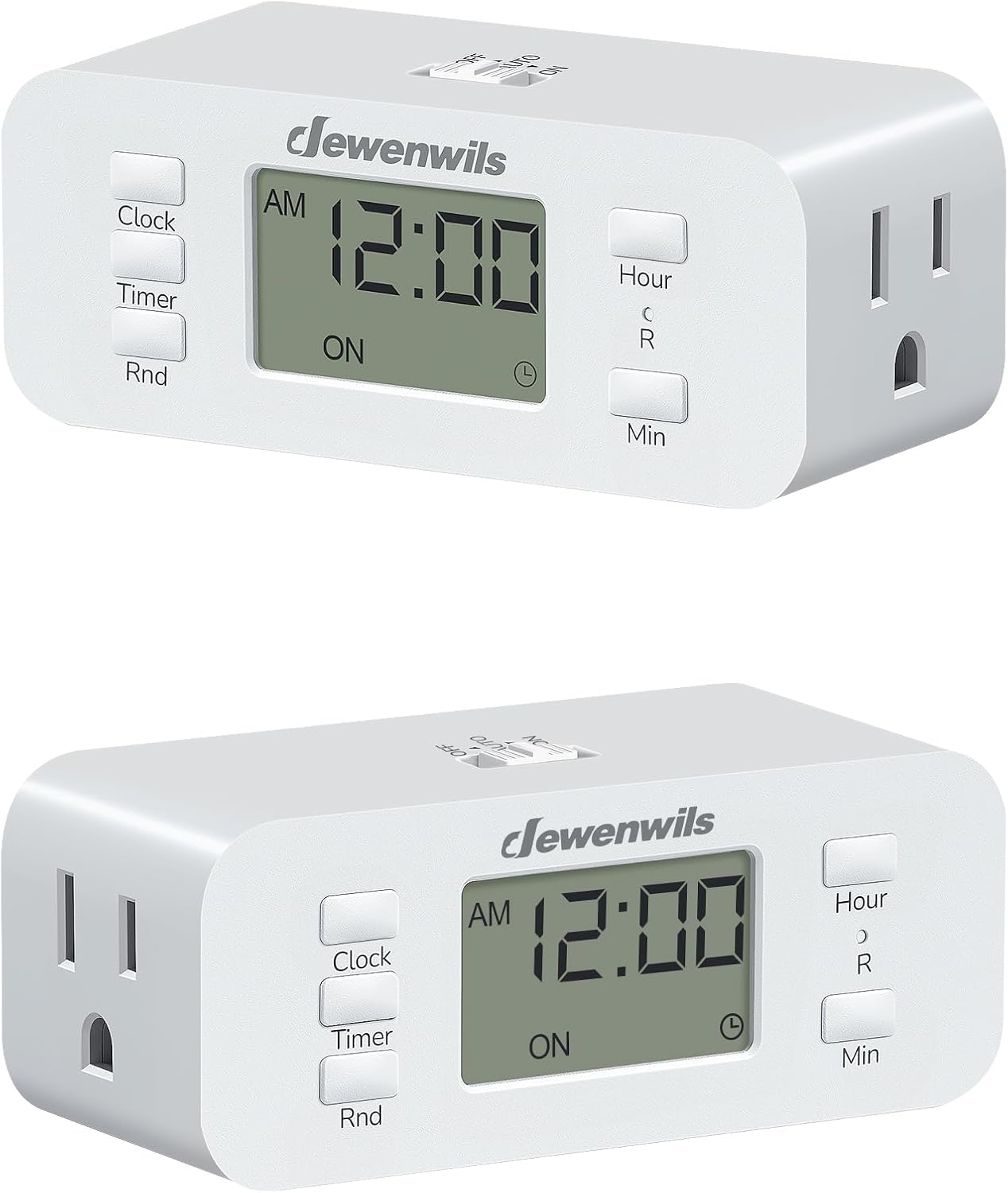 DEWENWILS 2Pack 24 Hour Programmable Digital Timer Outlet with 2 Outlets | 3 ON/Off Settings, 125V/15A Resistive/1000W Tungsten, 3 Prong Light Timer for Lamp, Fan, Aquarium, ecorations, Reptile Tanks