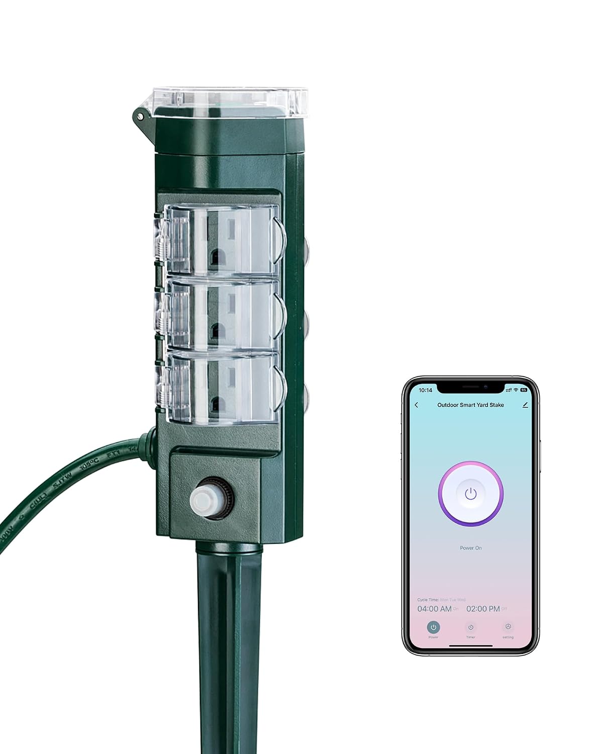 HBN Outdoor Smart Plug Timer,6 Outlets,WiFi Power Stake 6 Ft Cord | Outdoor Smart Plug Timer Waterproof Outlet for Halloween/Christmas Lights Alexa & Google Voice Control ETL Listed