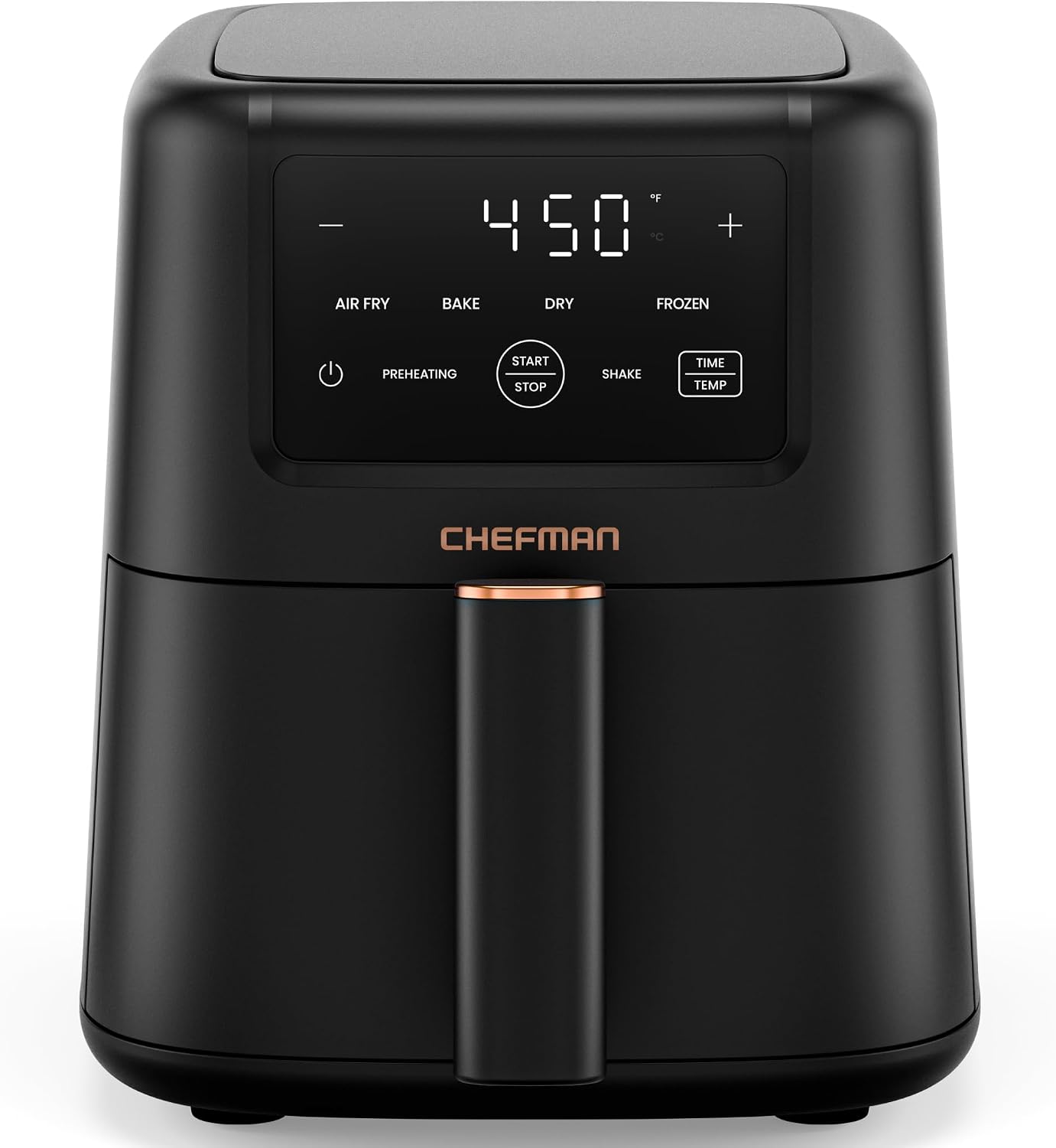 Chefman Compact Air Fryer 3.5 QT – Slim Design Fits Small Kitchens, 4-in-1 Air Fry, Bake, Dehydrate, Frozen, 450°F Max Temp, Narrow Footprint Saves Counter Space, Nonstick Ceramic, Dishwasher-Safe