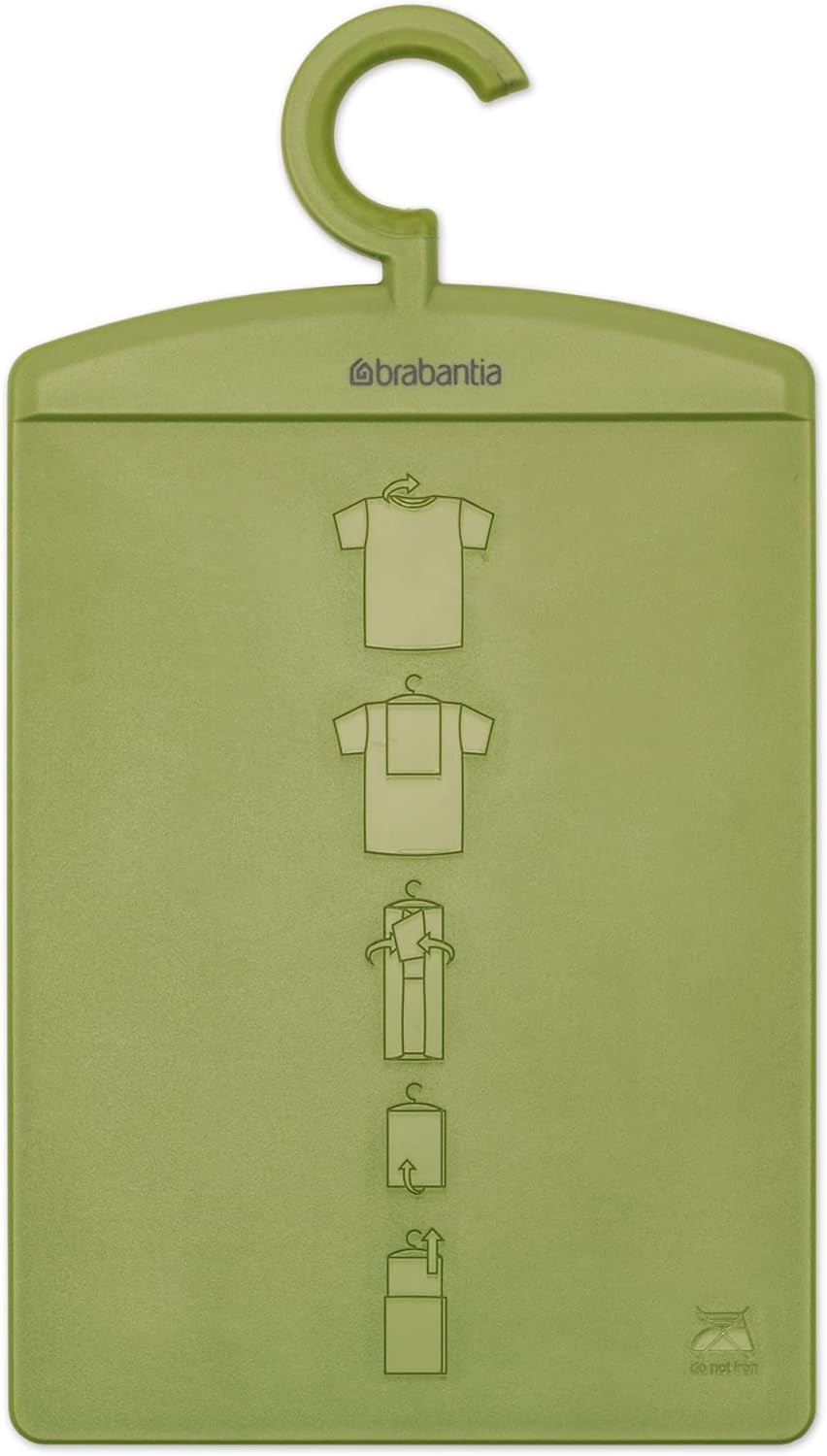 Brabantia Shirt Folder Board with Hanging Hook & Instruction Images | Calm Green | Clothes Folder Laundry Helper for Tidy Closet | Folds T-Shirts & Sweaters Without Creases | Hang to Store in Closet