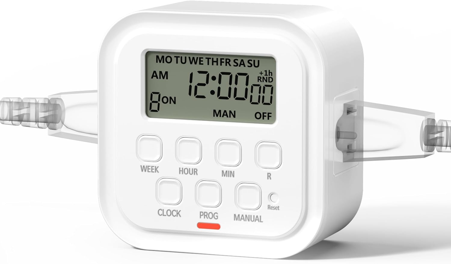 HBN Outlet Timer Indoor Plug in Timers for Light Lamps Fan, Digital Timer | for Electrical 3-Prong Dual Outlet, 7 Day 8 ON/OFF Programmable Timer Outlets for Kitchen, Home, Vacation Mode,15A/1875W