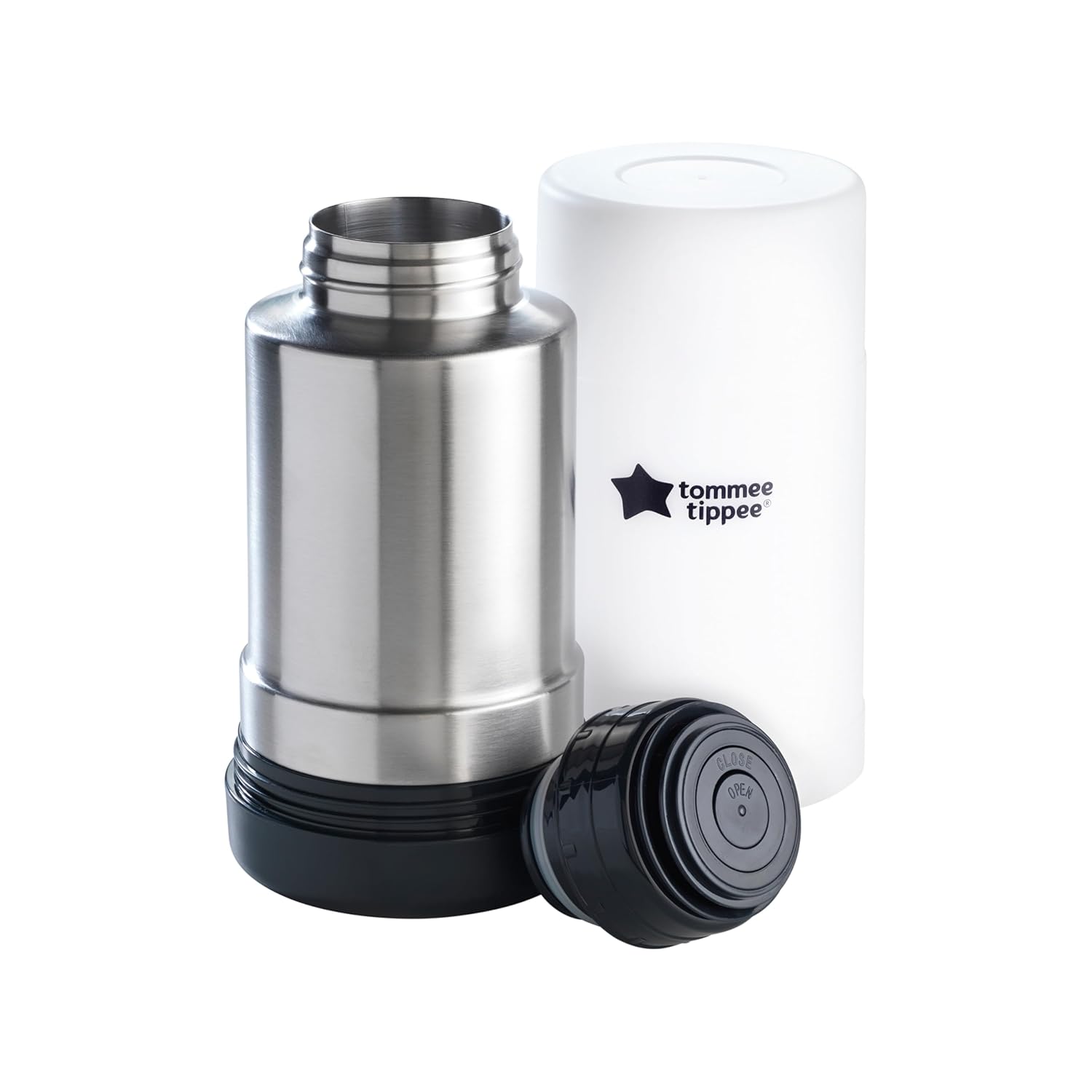Tommee Tippee Travel Bottle & Food Warmer, Portable, Thermal Flask | Stainless Steel Flask with Leak-Proof Lid, Warms Bottles & Baby Food On the Go