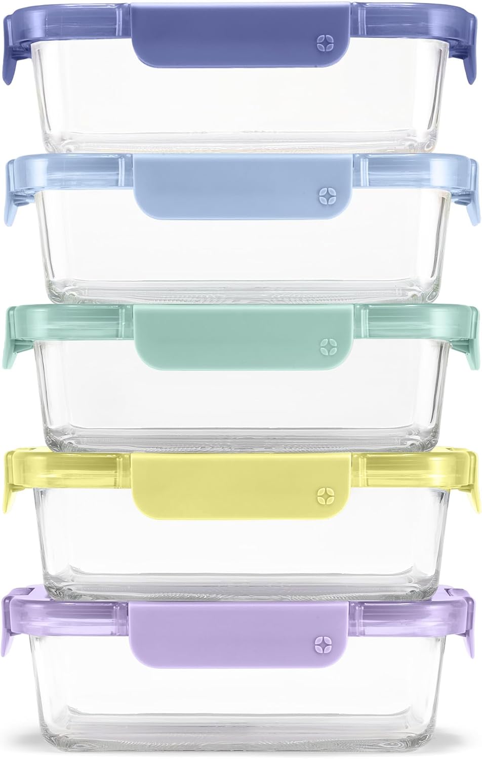 Ello Color Lock Glass Meal Prep Sets Leak-Proof Glass Food Storage Containers with Airtight BPA-Free Plastic Lids, Dishwasher, Microwave, and Freezer Safe