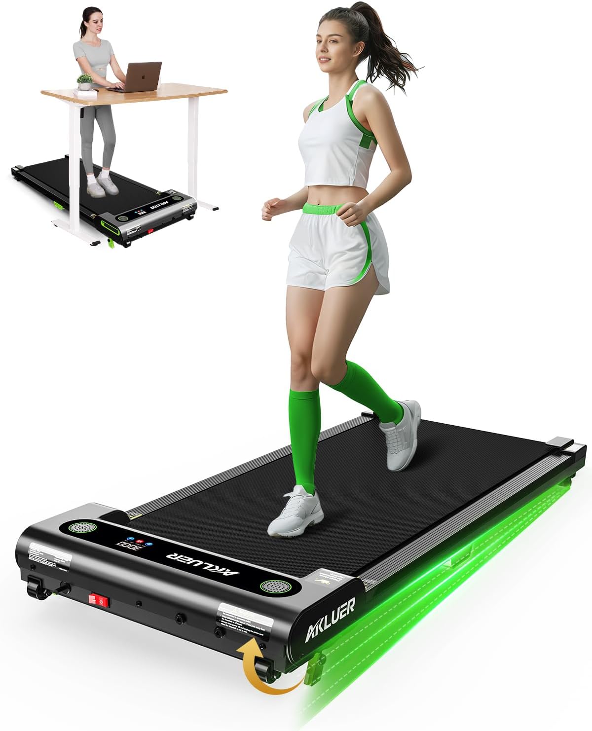 Walking Pad with Incline, Akluer Incline Treadmills for Home, 2.5 HP Under Desk Treadmill Small with Remote Control, Walking Pad Small Treadmill with LED Display