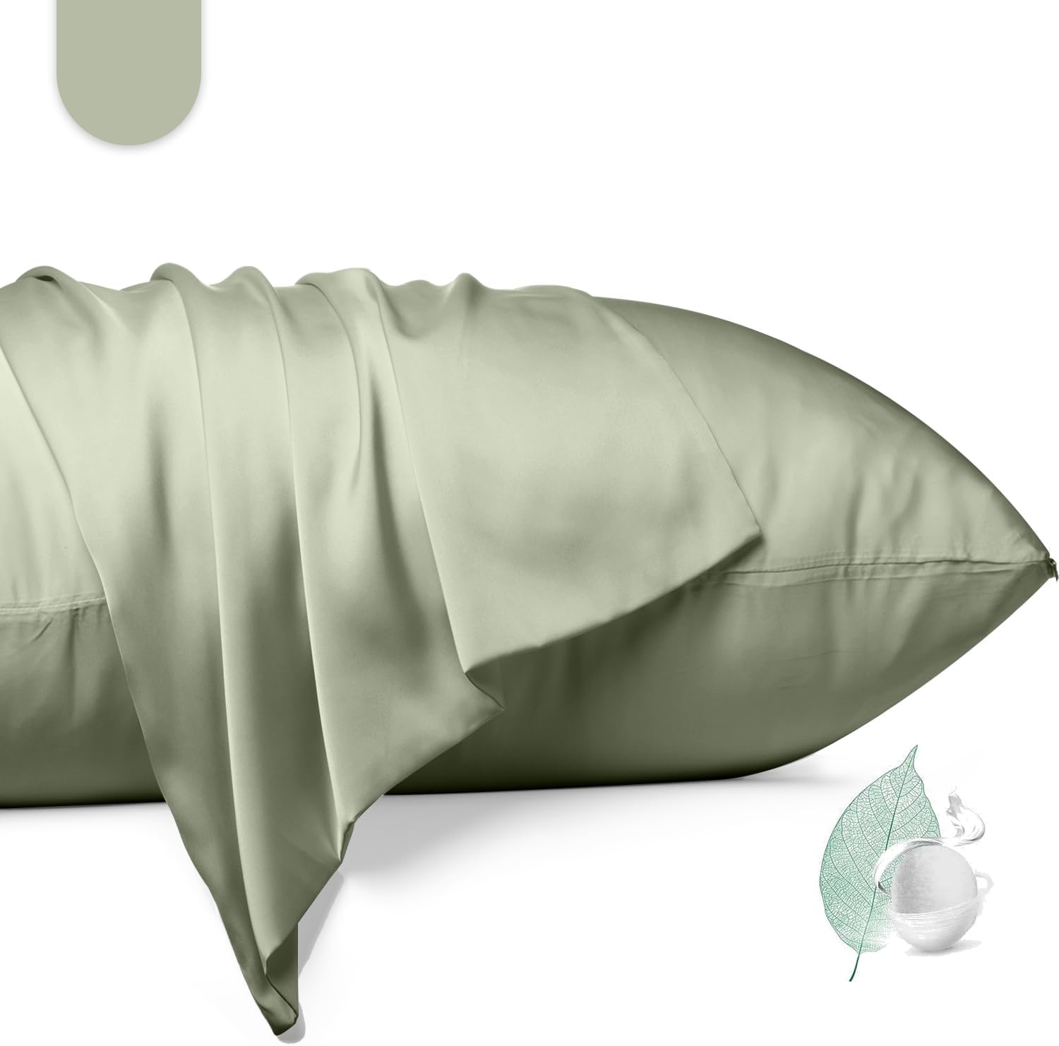 100% Mulberry Silk Pillowcase 2 Pack,Queen Size Silk Pillow Cases for Hair and Skin,Silky Smooth Bed Pillow Cover with Hidden Zipper,Natural Silk Pillow Case Set of 2 (Sage Green, Queen 20X30)