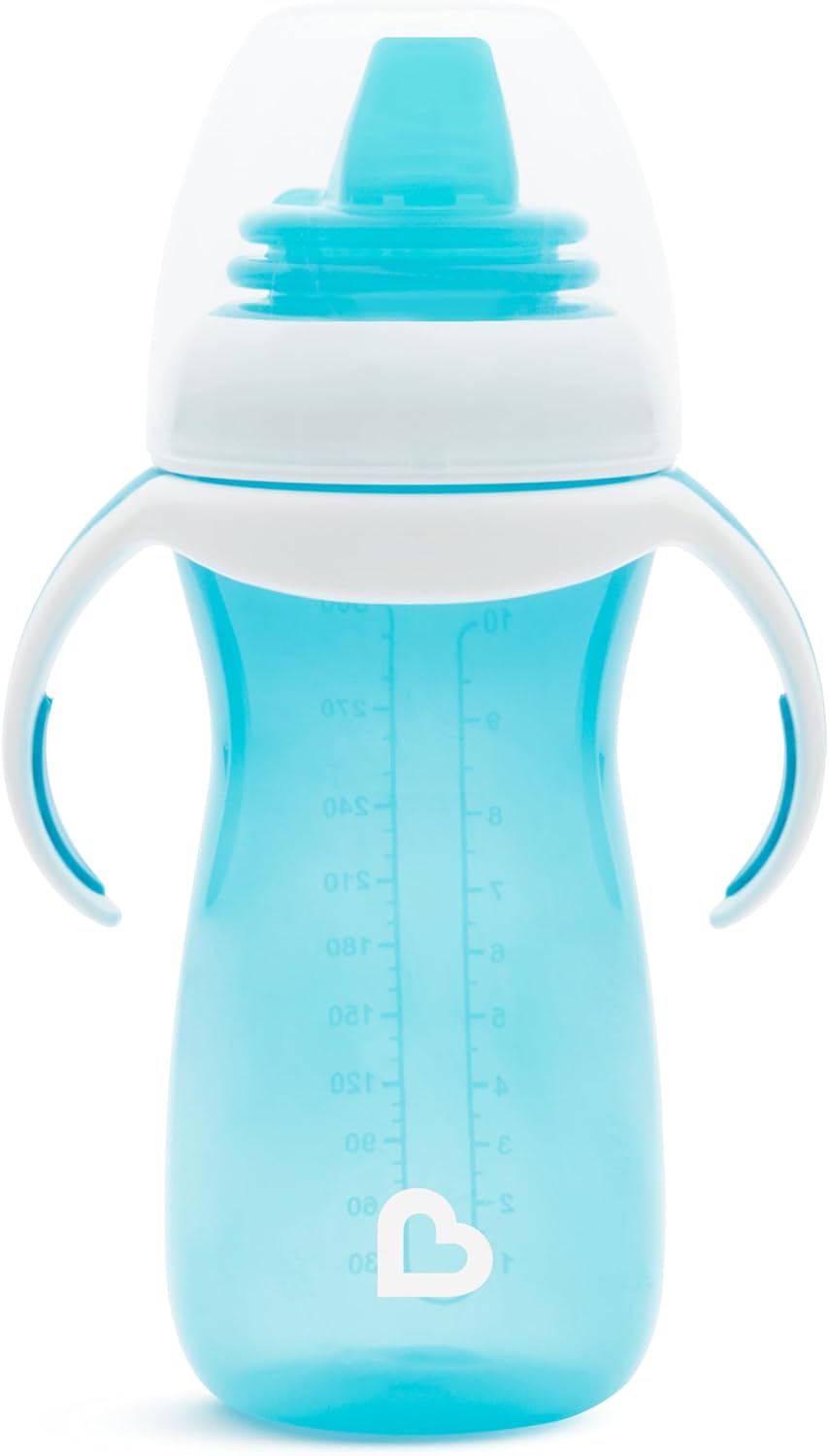 Munchkin Gentle Transition Baby Sippy Cup, Baby’s First Sippy – Helps Babies & Toddlers Transitioning from Bottles to Cups, Spill Proof, 9 Months & Up, 10 Ounce, Blue