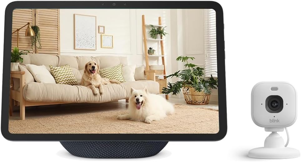 Amazon Echo Show 11 Full-HD 11″ Display with Alexa+ & Blink Mini 2K+ Indoor Security Camera Bundle – Graphite & White