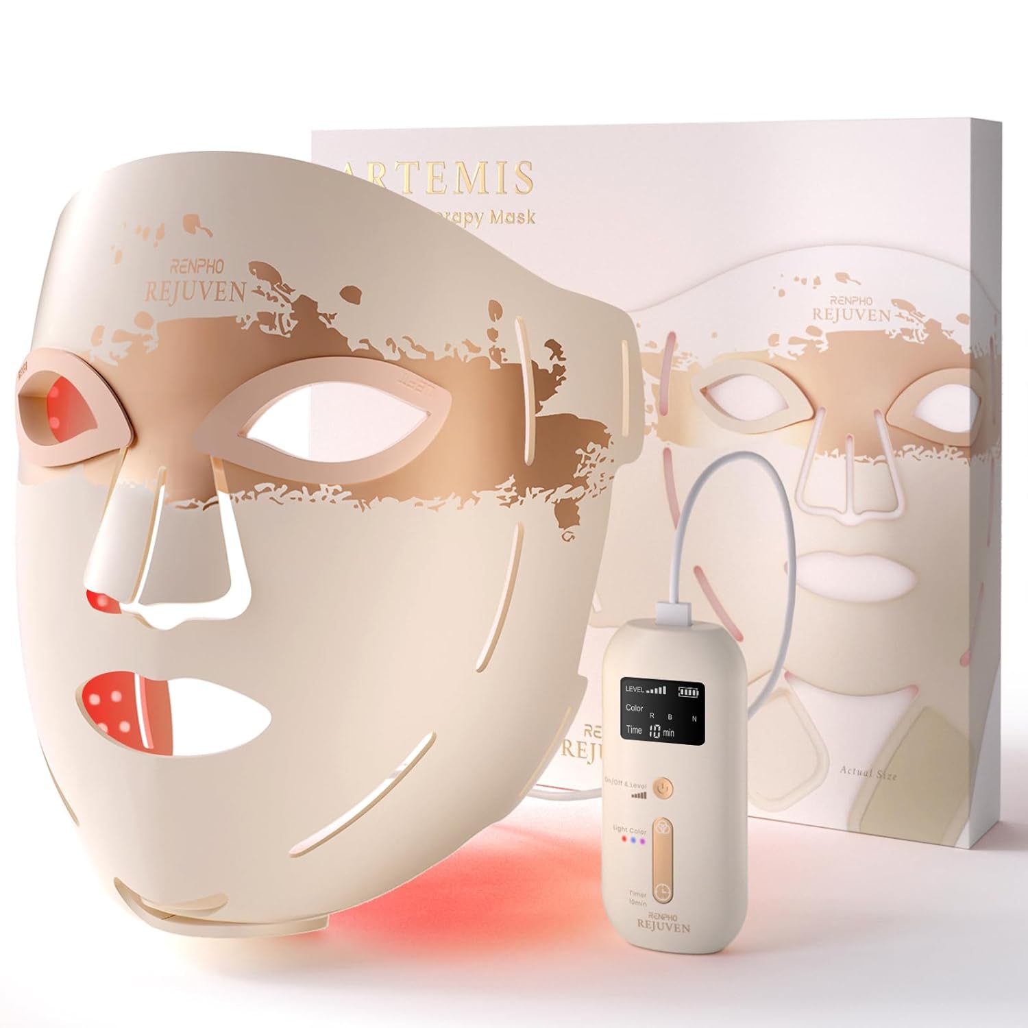 RENPHO Red Light Therapy Mask for Face, FDA-Cleared,Birthday Gifts for Wife | 324 LEDs, 3 Modes, Wrinkle Treatment, Anti Acne, Red Blue NIR, Full Face Coverage, Cordless, Home Facial Skincare for Women