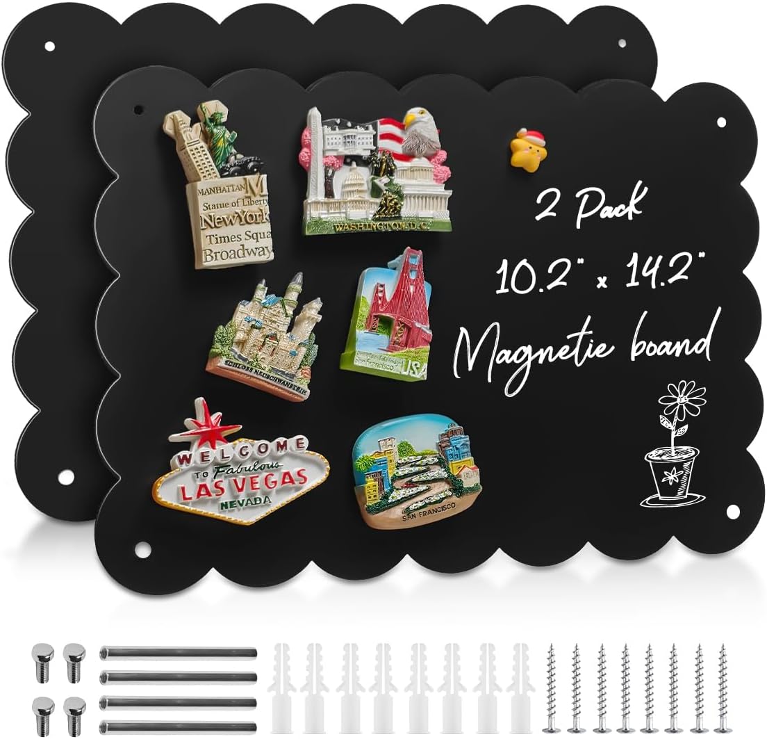 Magnet Board – Blcak, 10.2 x 14.2in, Magnetic Board for Desk and wall, Magnetic Display for Memos, Photos & Documents, Bulletin Board for Home Office School Kitchen Table Supplies(BK-HB2636-2P)
