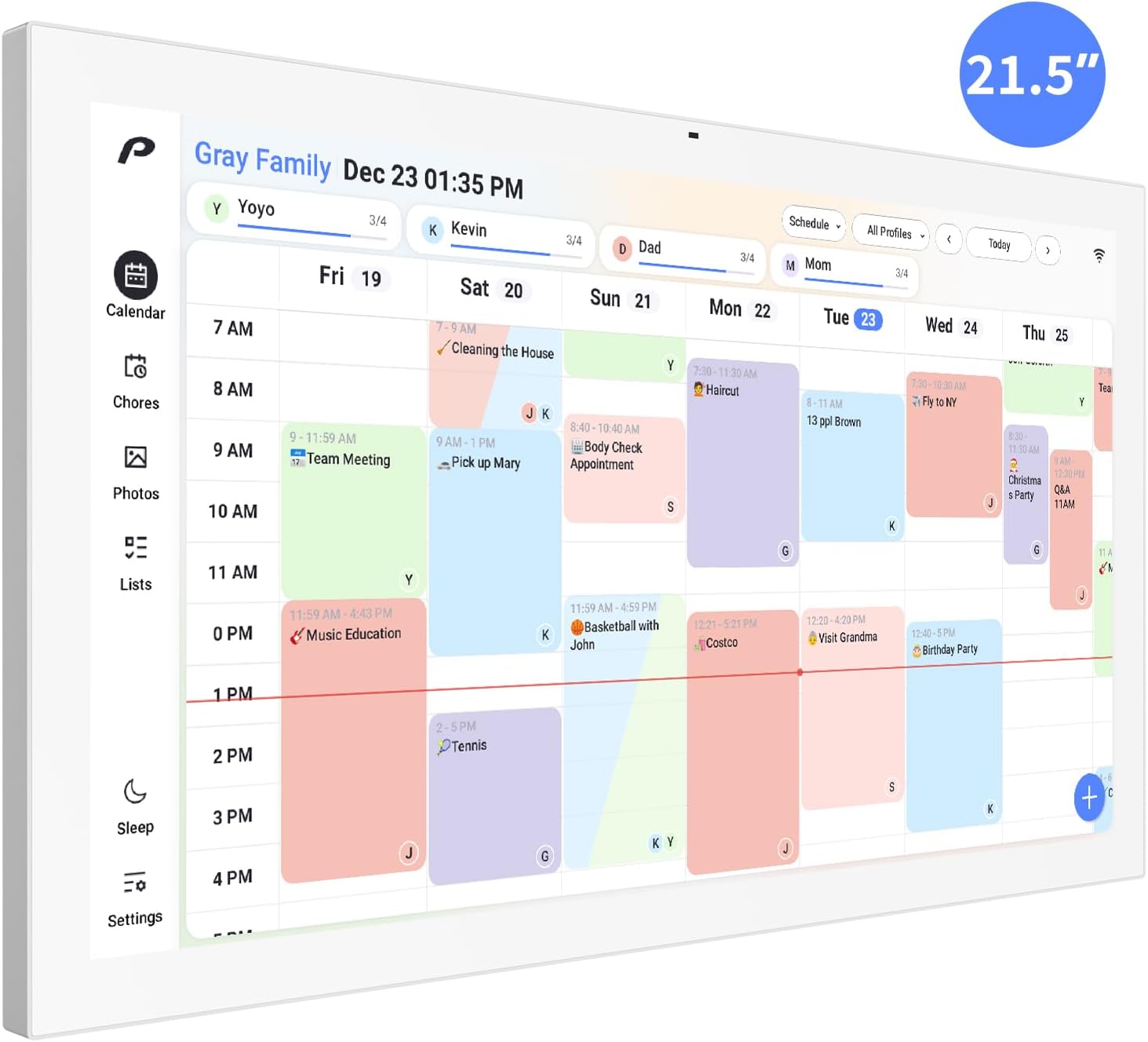Pronext Digital Calendar, 21.5″ Wall Planner & Chore Chart, Event Planner | FULL HD Interactive Touchscreen Display, Portable Smart Family Organizer, Perfect for Family Schedules – Wall Mountable