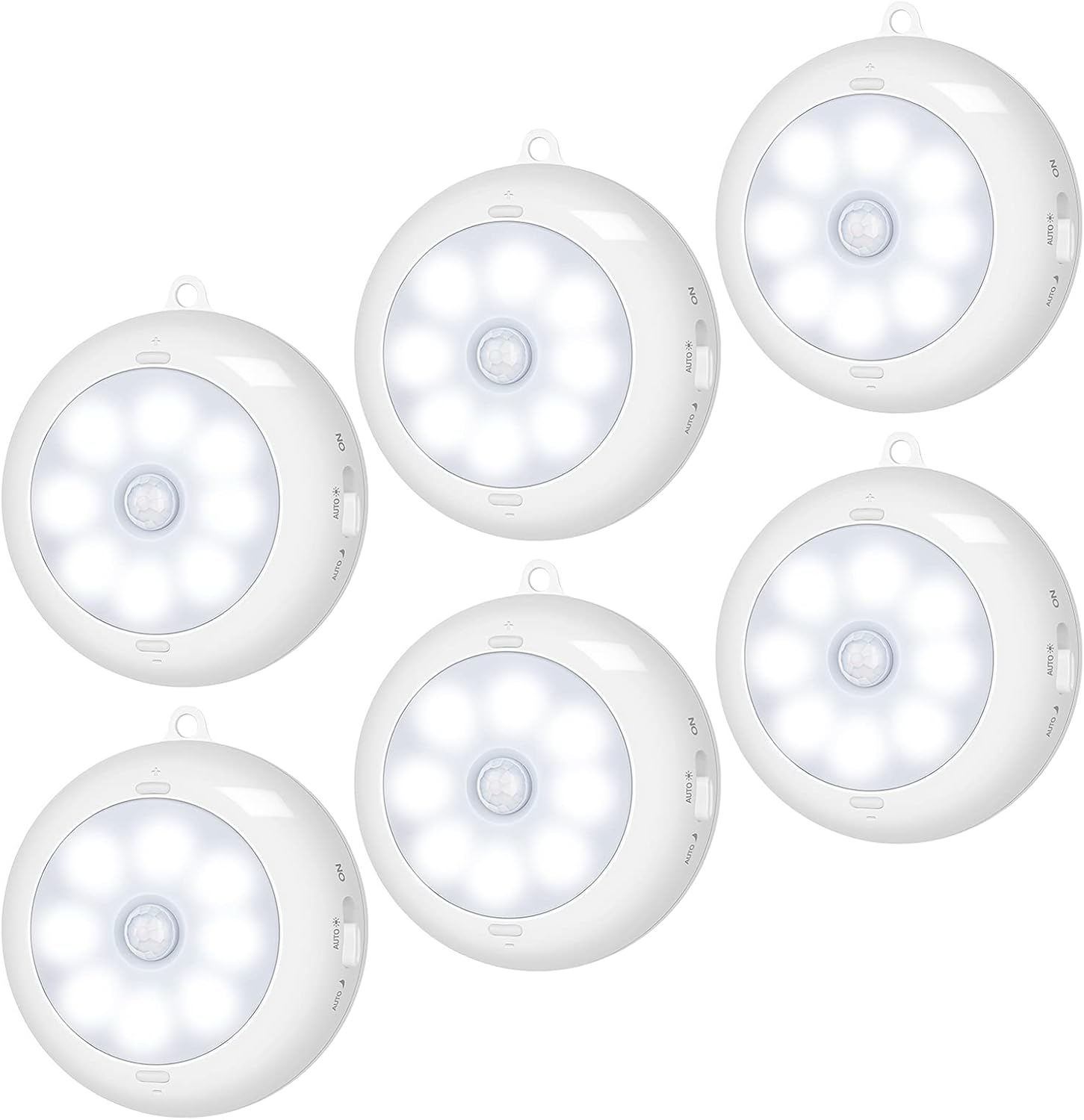 Alivation Motion Sensor Light Indoor, LED Closet Light Battery Operated, Night Light Under Cabinet Lighting, 3 AA Battery Powered, Puck Lights for Wall, Stair, Dimmable (6 Pack)