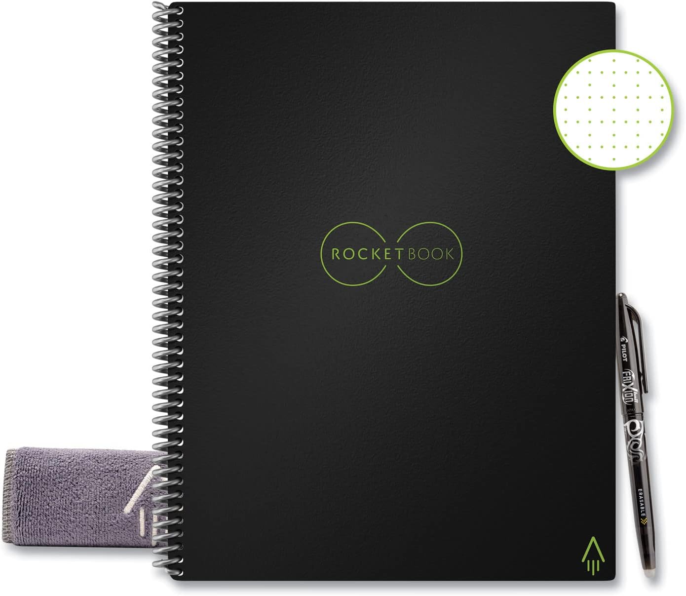 Rocketbook Core Smart Notebook, Dotted Rule, Black Cover, (16) 11 x 8.5 Sheets