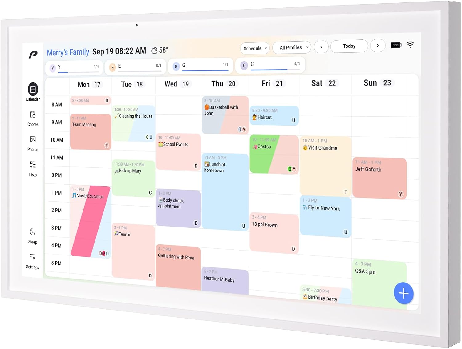 Pronext Digital Calendar, 15.6″ Wall Planner & Chore Chart, Event Planner | Rechargeable Full HD Touchscreen Display, Smart Family Organizer, Desk and Wall mountable, Perfect for Family Schedules