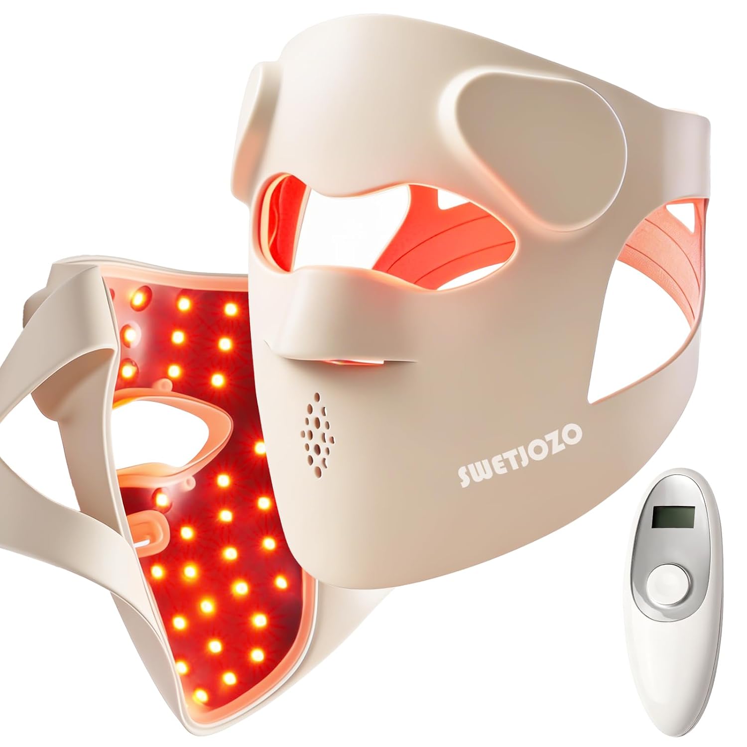 3D LED Face Mask Light Therapy, Cordless Red Light Therapy Mask for Face with Remote, 9 Modes, 630nm Red 850nm Near Infrared Blue Green Light, USB-C Rechargeable Skincare Device