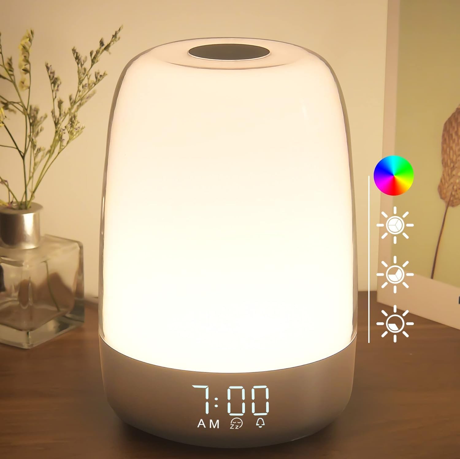 winshine Touch Wake Up Night Light with Sunrise Simulation Alarm Clock, 3 Ways Dimmable Warm White Bedside Lamp for Kid Bedrooms RGB Ambient Table Nightstand Light,Sleep Aid Snooze Timer Mode | Wake Up Light Sunrise Simulation, 3 Ways Dimmable RGB Ambient Nightstand Light, Snooze for Heavy Sleepers, Adults & Kids
