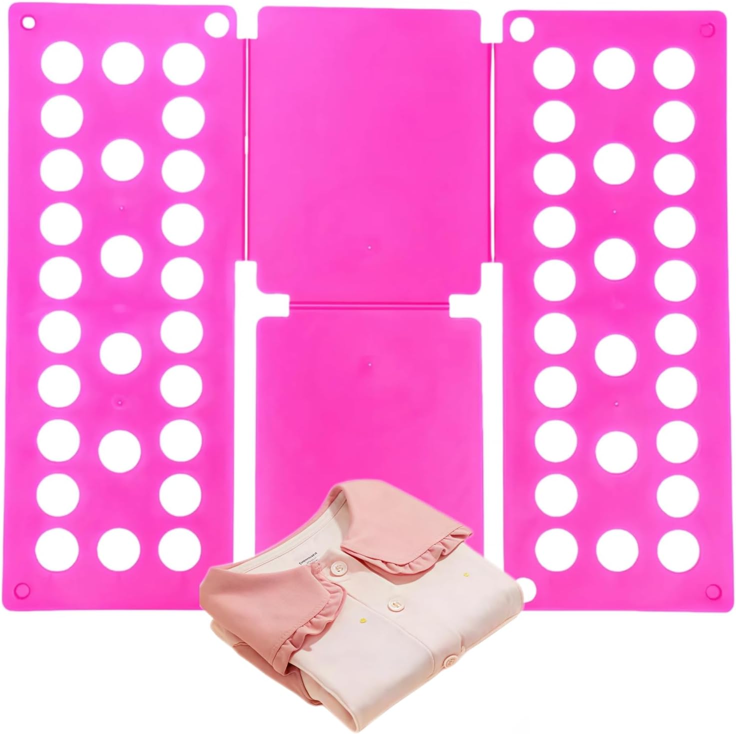 Mini Toddler Shirt Folding Board – Ages 1-7 Pink, Builds Independence | great for Montessori laundry, lightweight PP, smooth rounded edges, quick & simple, develops confidence & skills, stores flat