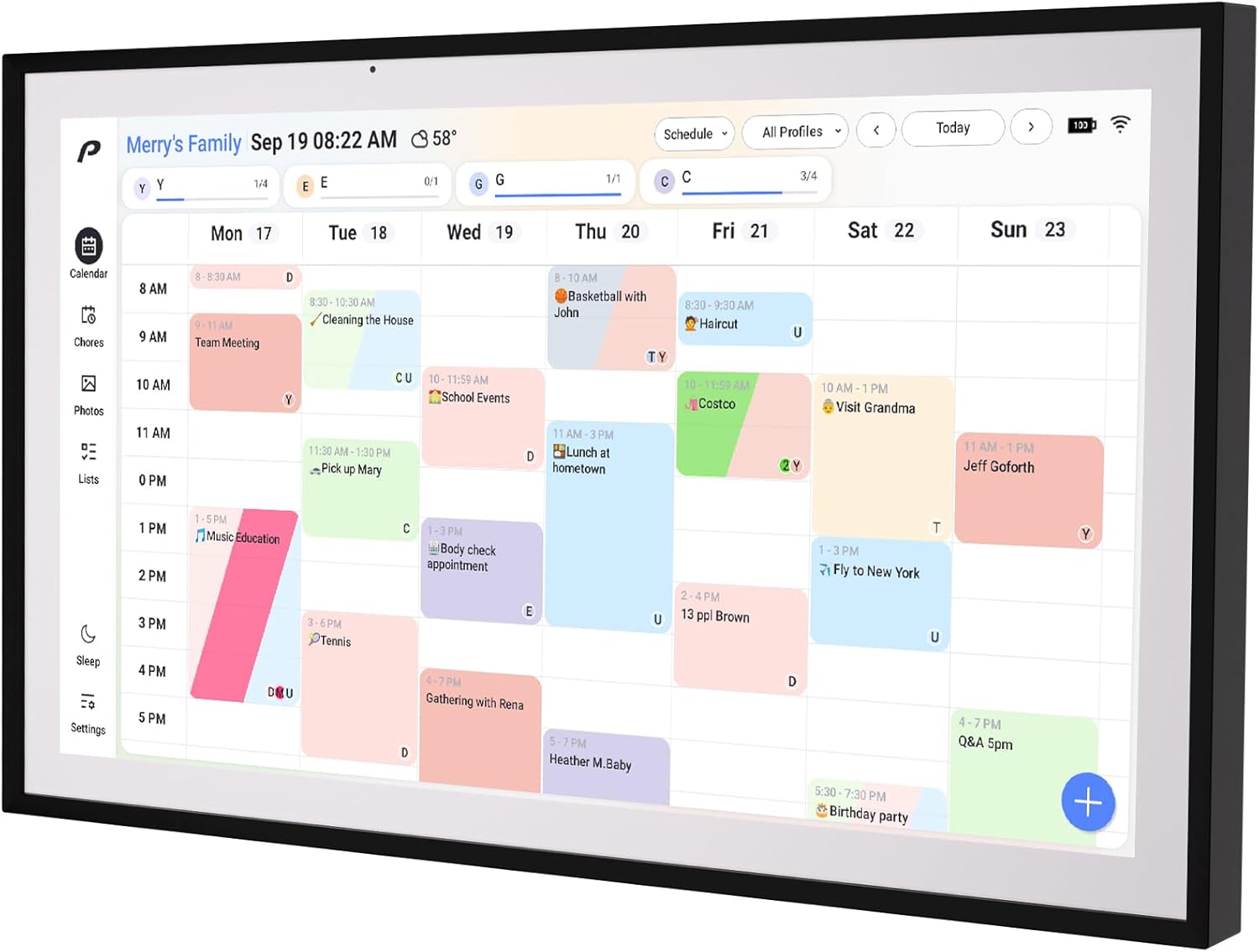 Pronext Digital Calendar, 15.6″ Wall Planner & Chore Chart, Event Planner | Rechargeable Full HD Touchscreen Display, Smart Family Organizer, Desk and Wall mountable, Perfect for Family Schedules