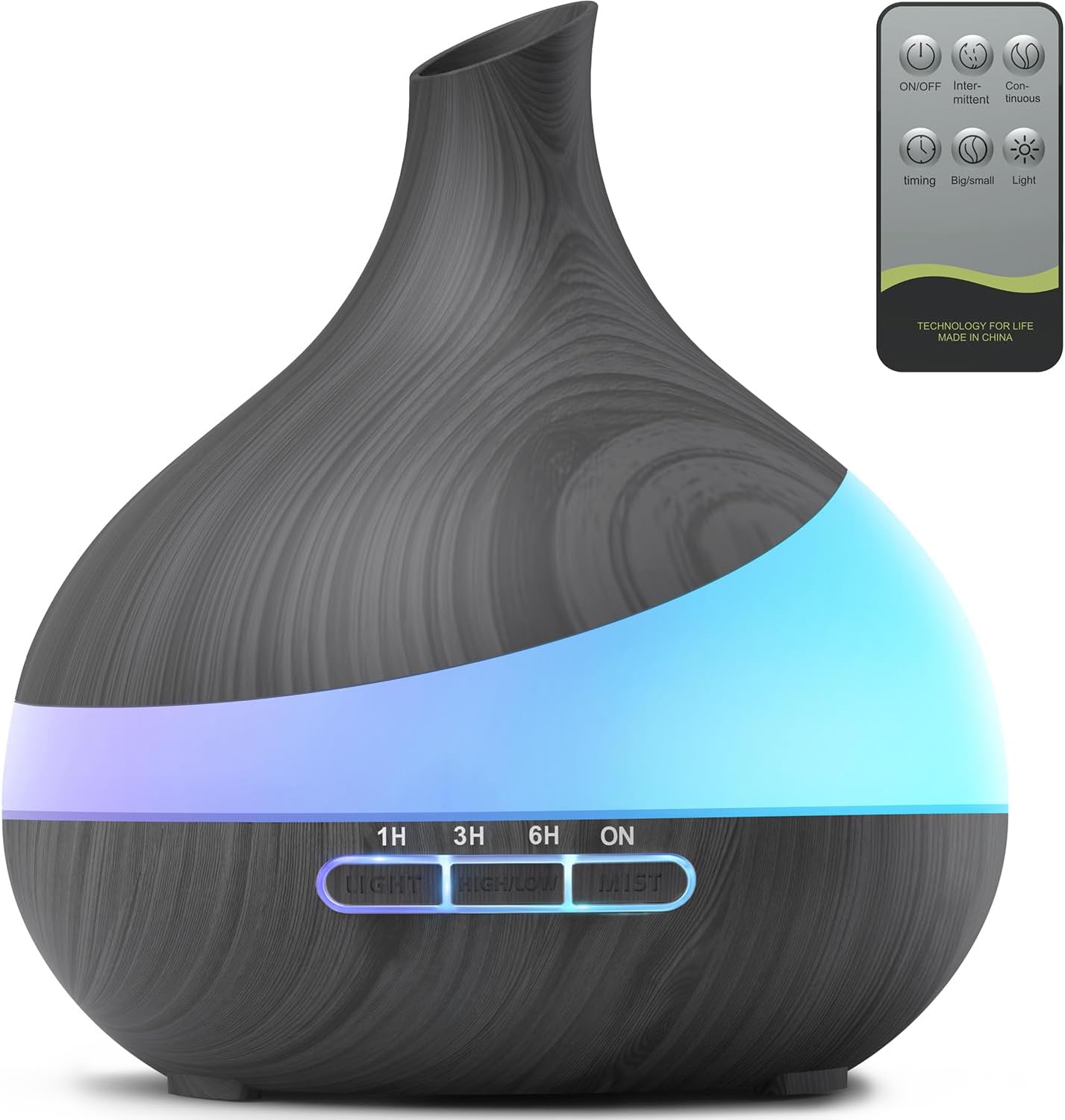 HJTHJT 500ML Essential Oil Diffuser for Home: 14 Color LED Humidifier | 2 Mist Modes (30/60ml/h) Aromatherapy Diffuser for Hotel Spa & Yoga – Remote & Night Light – Auto Shut-Off for Bedroom