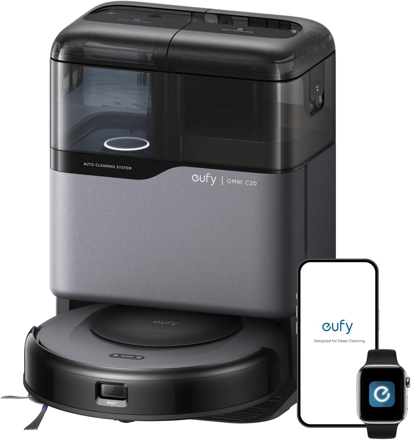 eufy Omni C20 Robot Vacuum and Mop Combo for Hardwood and Carpet | 60 Days Self Emptying, Auto Mop Washing and Drying, 3.35″ Ultra Slim, Anti-Tangle for Pet Hair, Powerful Suction