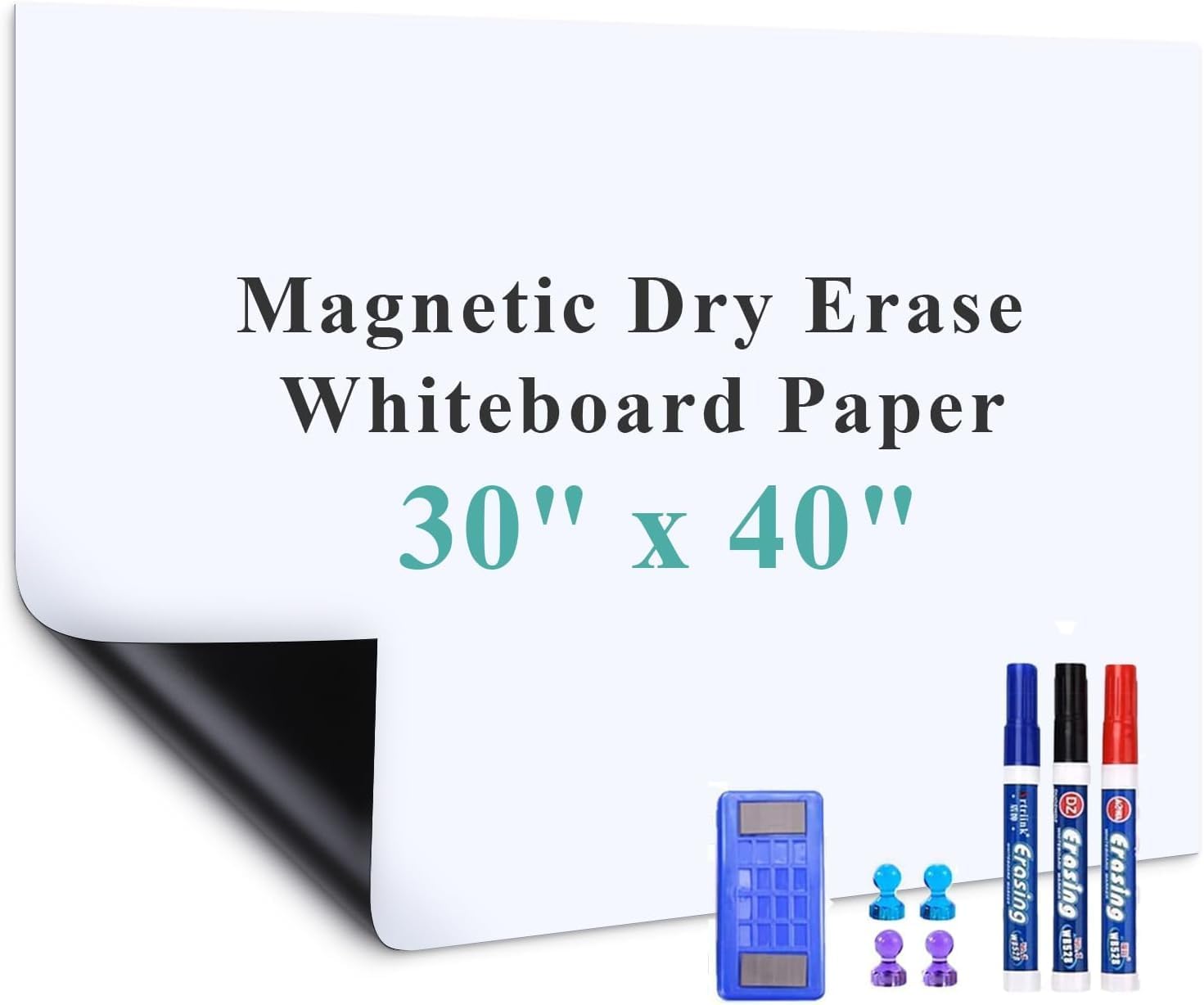 Wide Whiteboard Sticker for Wall: Keep Family Plans in Sight | Self-Adhesive Magnet-Receptive Dry Erase Decal with No-Ghosting Surface – 40″ x 30″ Organizer for Home Office Scheduling