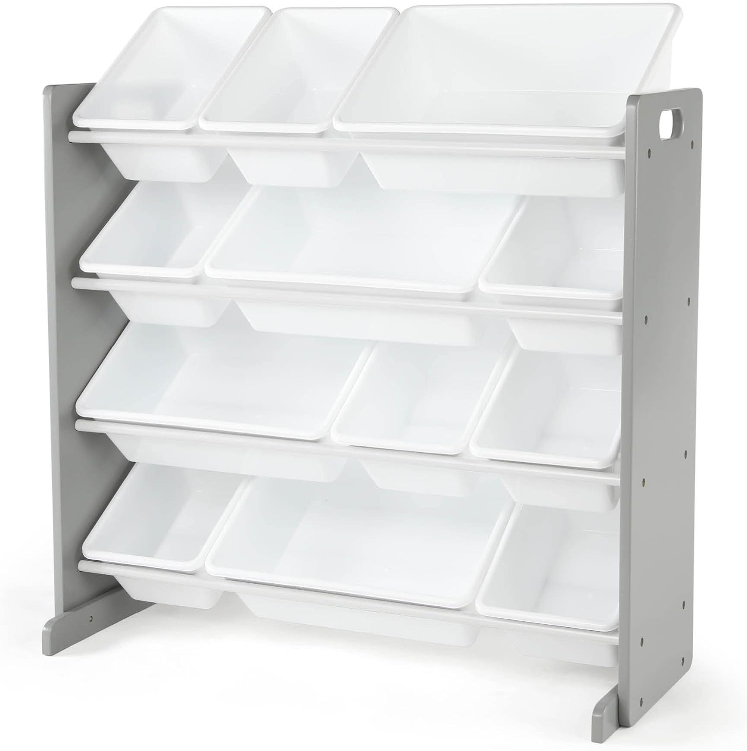 Humble Crew Toy Storage Organizer with 12 Removable Storage Bins for Kids Playroom, 4-Tier Toddler Toy Organization, Grey/White