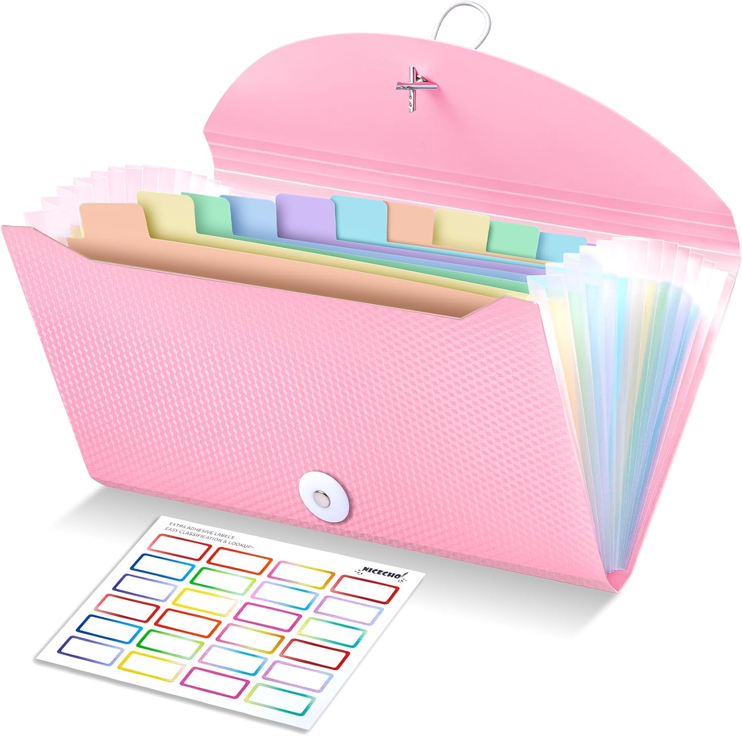 Nicecho Receipt Coupon Organizer, 13 Pockets Small Accordion File Organizer with Labels for Receipt Cards, Bill Business, Coupons Storage, 10.2X 5.1 Inches