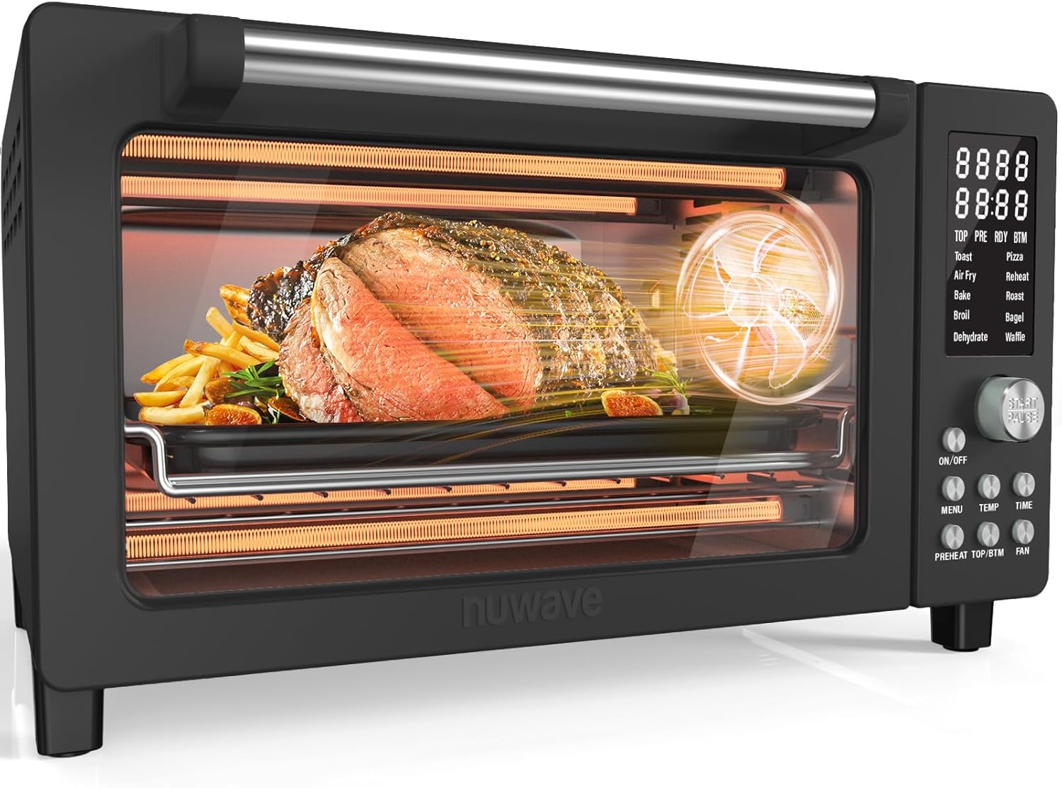 Nuwave Bravo Pro Smart Air Fryer Toaster Oven Combo, PFAS-Free, Black | Countertop Convection Oven, 10-in-1 Functions with Quicker & Even Crisp Technology, 1800W, 50-450°F, 21QT