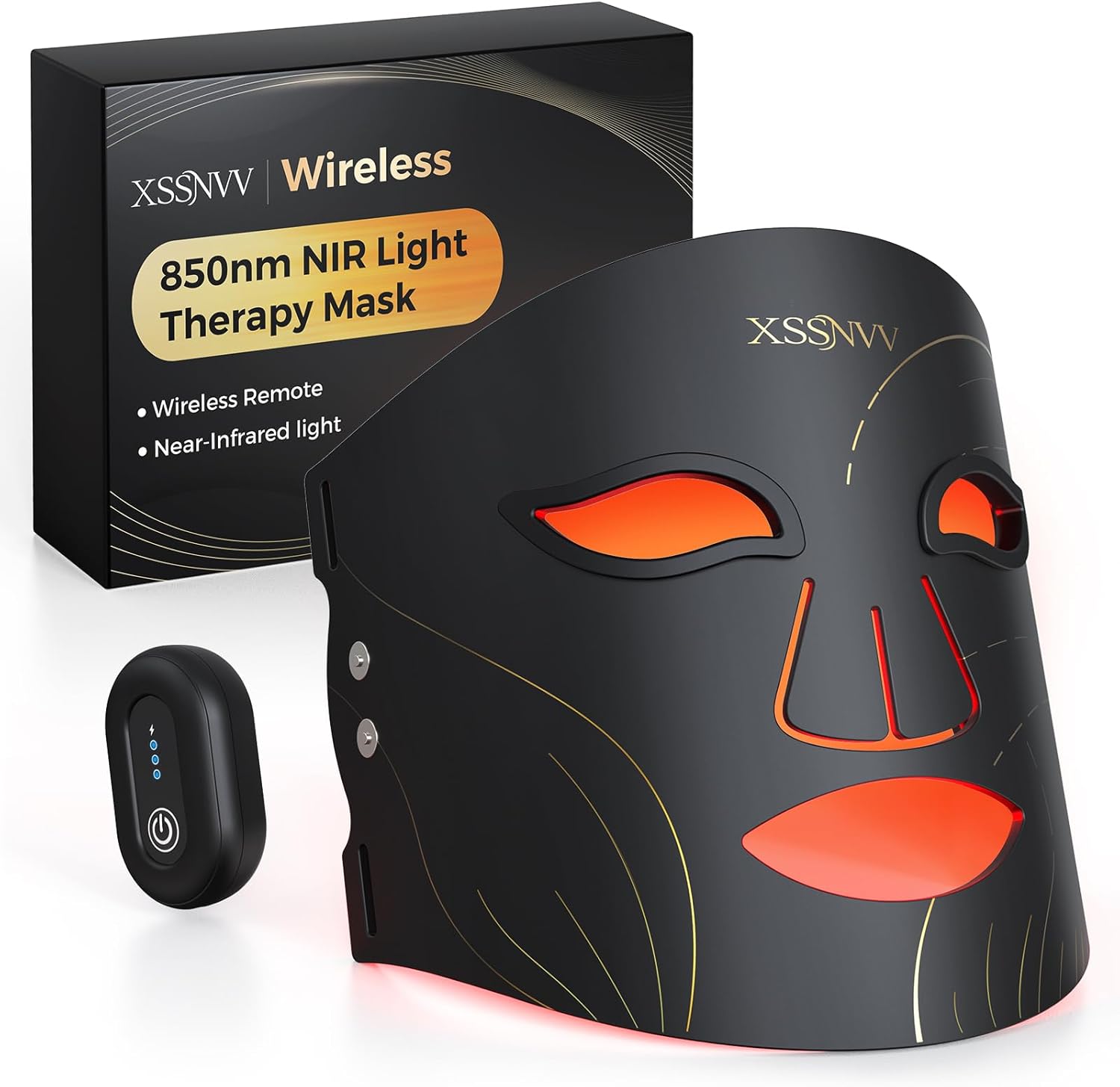 Red Light Therapy Mask, Wireless, 850nm NIR, Red/Blue Led Light | 4 Modes, 272 LEDs, 27mW/cm² Power, Full Face Coverage, 10-Min Timer, Rechargeable, Home Use, visible results in 4 Weeks