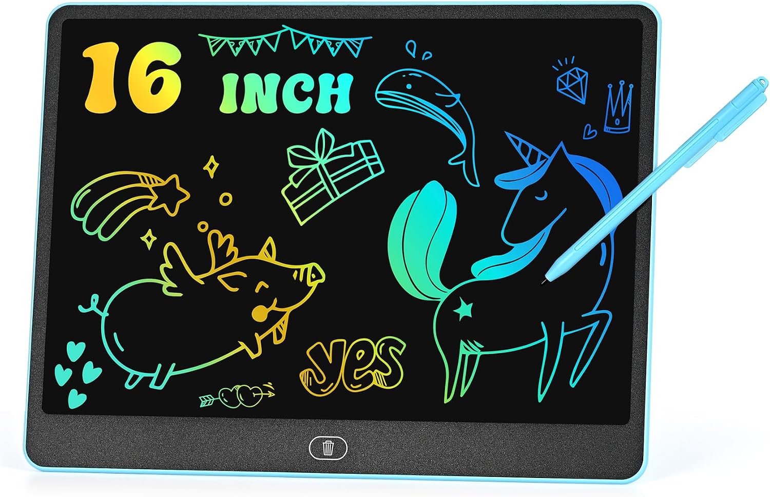LCD Writing Tablet, 16 inch Colorful Electronic Drawing Board Toy Kids | Erasable Doodle Board for Kids, Age 3+ Christmas Birthday Drawing Tablet Educational Learning Toys Gift