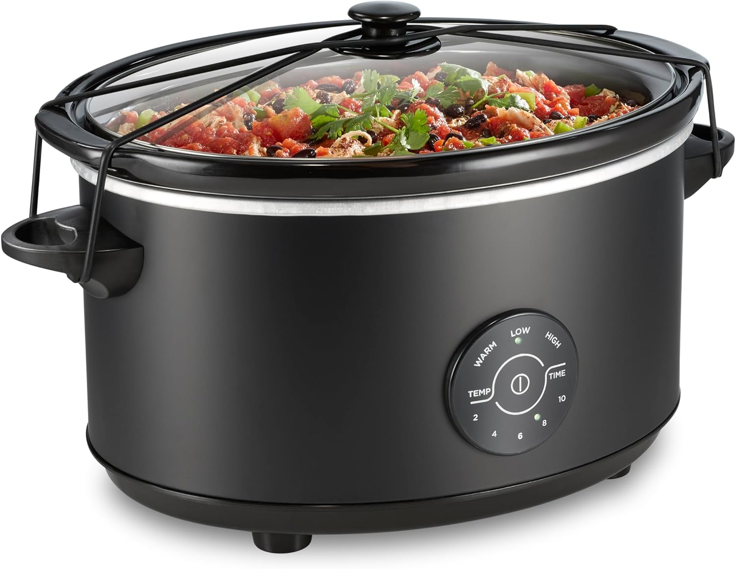 Hamilton Beach 7 Quart Set & Forget Portable Programmable Slow Cooker | 15 Cooking Options With 5 Time and 3 Heat Functions | Lid Latch | Dishwasher Safe Stoneware Crock & Glass Lid | Black | 33670