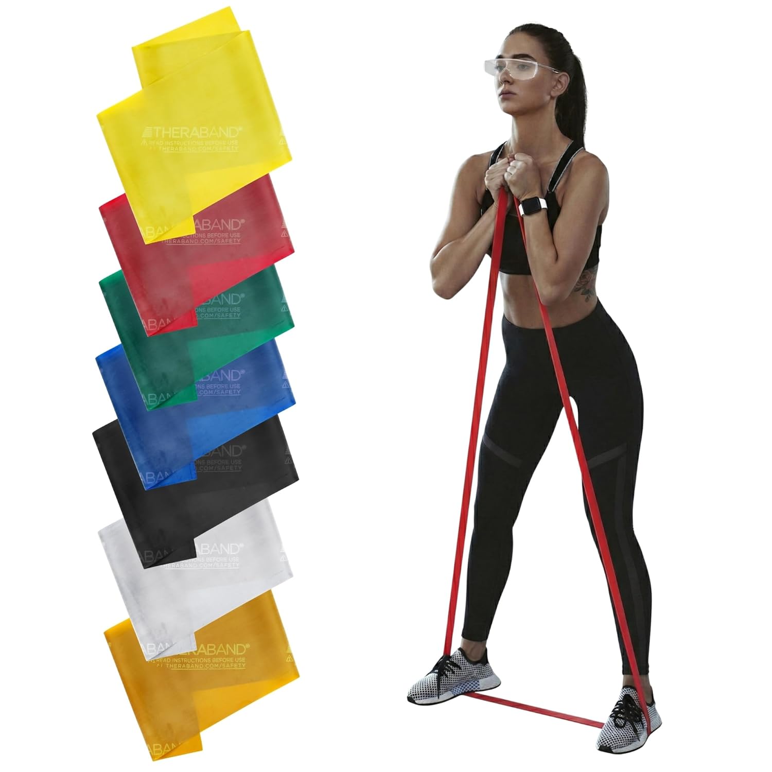 THERABAND Professional Latex Resistance Band Set, Pack of 7, 6 Ft | Professional TheraBand equipment for exercise, physical therapy, fitness and at-home workouts