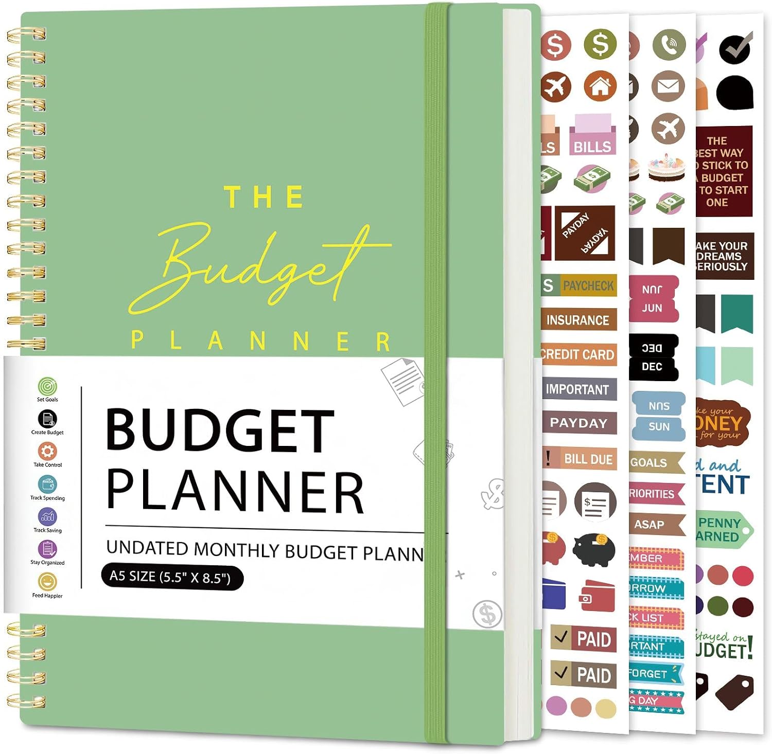 Budget Planner Account Book Monthly Expense Tracker, Saving & Debt Tracker, Monthly Budget Review 5.5″ x 8.5″, Control Your Money to Manage Your Finances