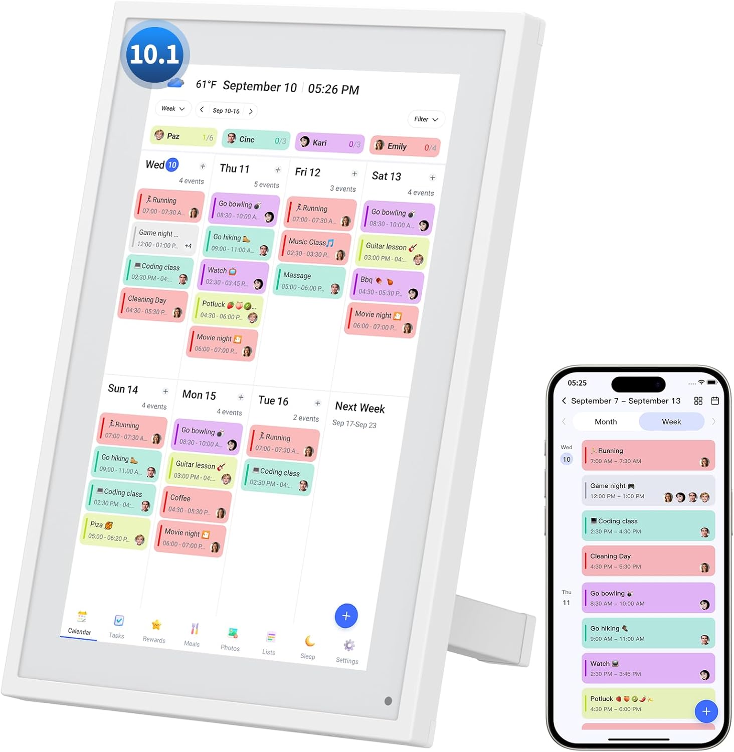 10.1″ Digital Calendar, Full HD Smart Display for Family Organizer | Touchscreen Chore Chart, Wall/Desk Mount, Meal & To-Do Lists, Photo Frame, Ideal Gift for Mom & Women