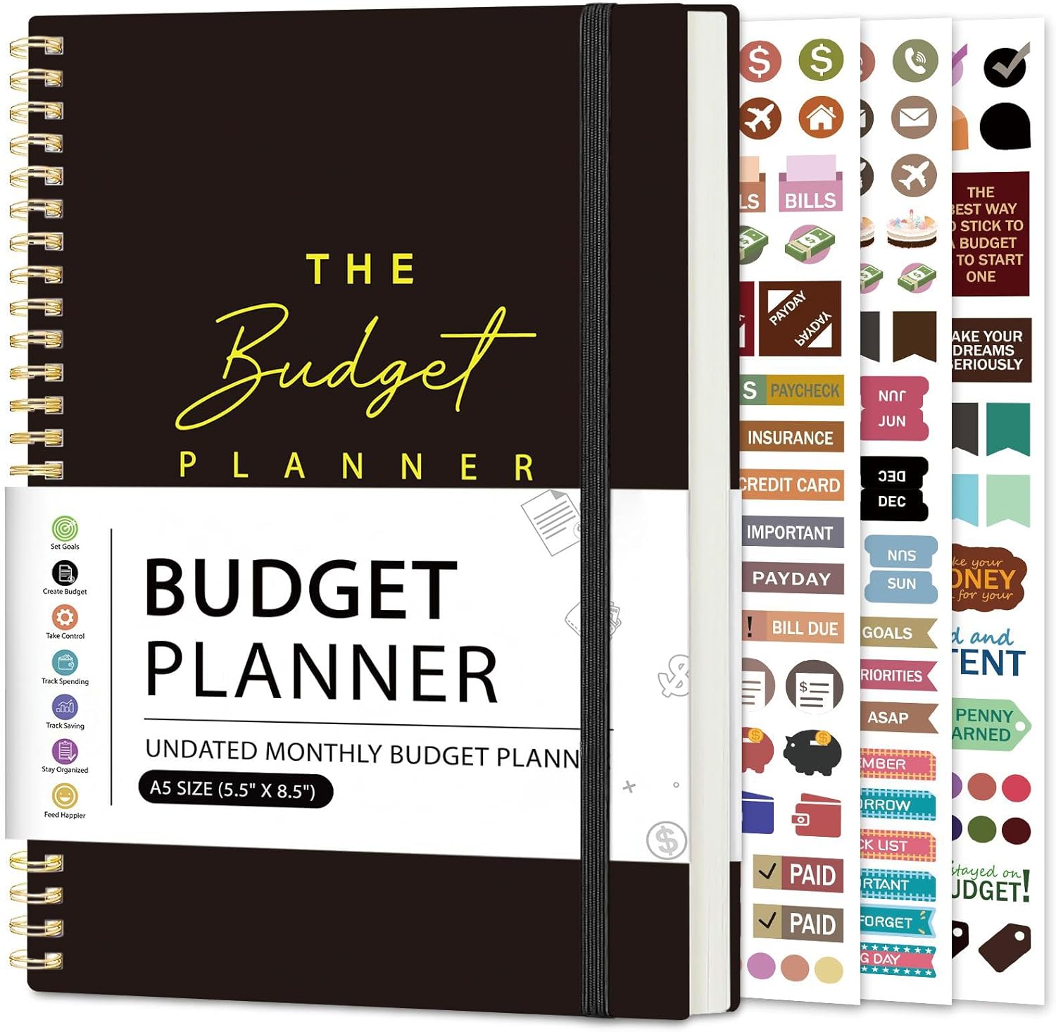 TREES Budget Planner, Undated 12-Month Expense, Bill and Savings Tracker | Monthly Account Organizer for Income, Expenses, Bills, Savings and Debt, with Dedicated Pages to Help Manage Your Money