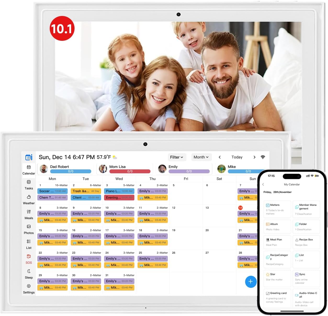 Digital Calendar, 10.1-inch Smart Wall Planner Electronic Calendar & Chore Chart, Smart Touchscreen Interactive Display for Family Schedules, Organize Your Daily & Family Routines, Desk & Wall Mount