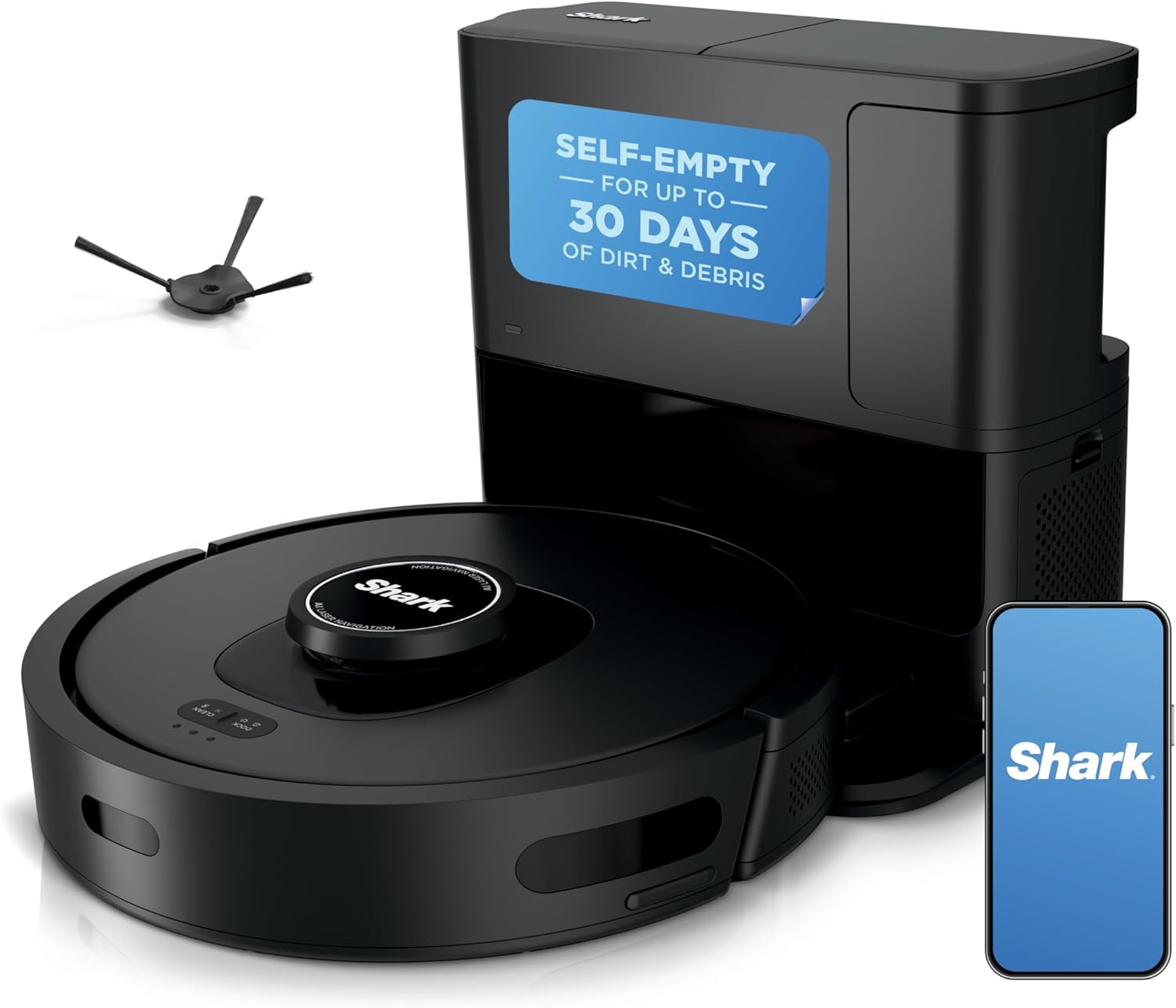 Shark AV2501S AI Ultra Robot Vacuum, with Matrix Clean, Home Mapping, 30-Day Capacity HEPA Bagless Self Empty Base, Perfect for Pet Hair, Wifi, Dark Grey | Matrix Clean, 360° LiDAR Home Mapping, 30-Day HEPA Bagless Self-Empty Base, Self-Cleaning Brushroll, Wi-Fi