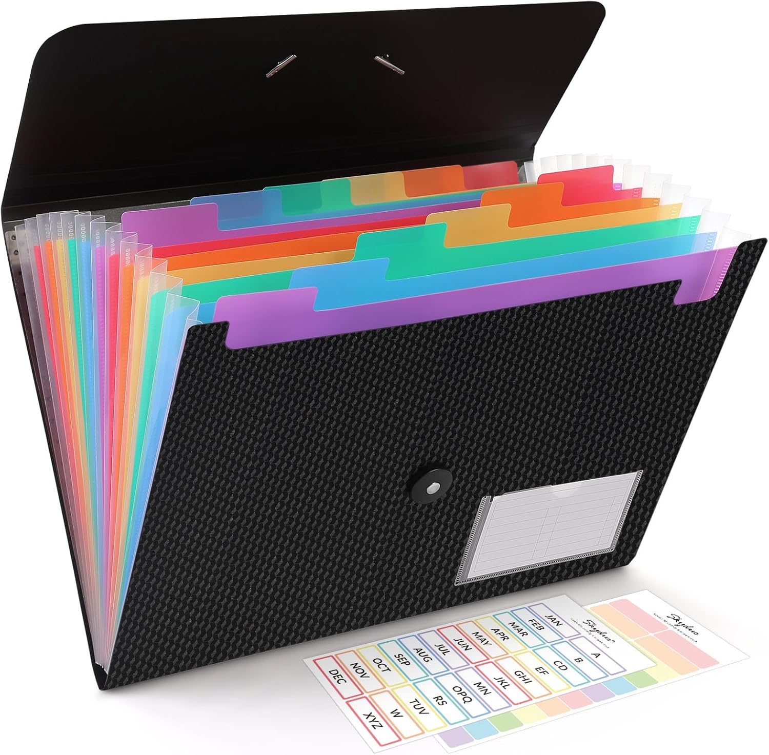 SKYDUE Expanding File Folder, Accordion File Organizer with 13 Pockets for A4/Letter Sized Paper, Accordion Folder with Labels – Document Receipt Organizer for Office, School, Home